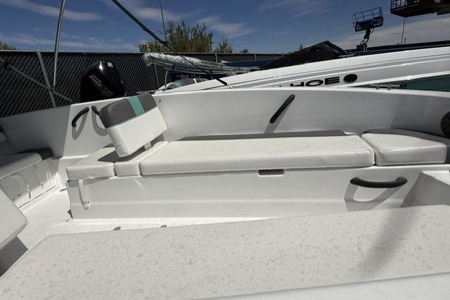 2026 Tahoe T18 boat interior with white seating and modern design.
