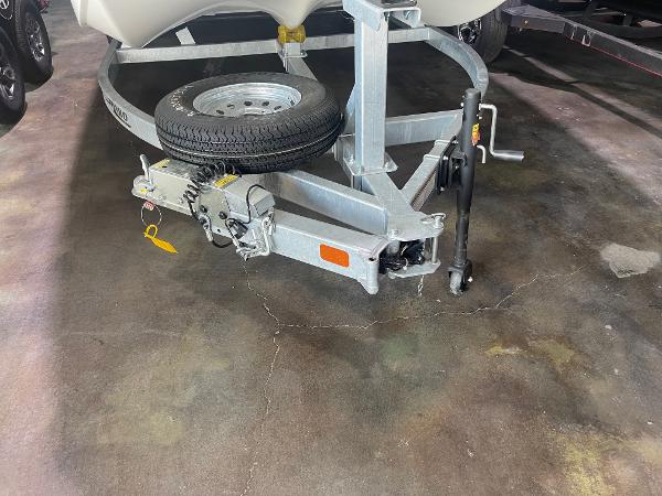 2024 Mako Pro Skiff 19 CC trailer hitch with spare tire.
