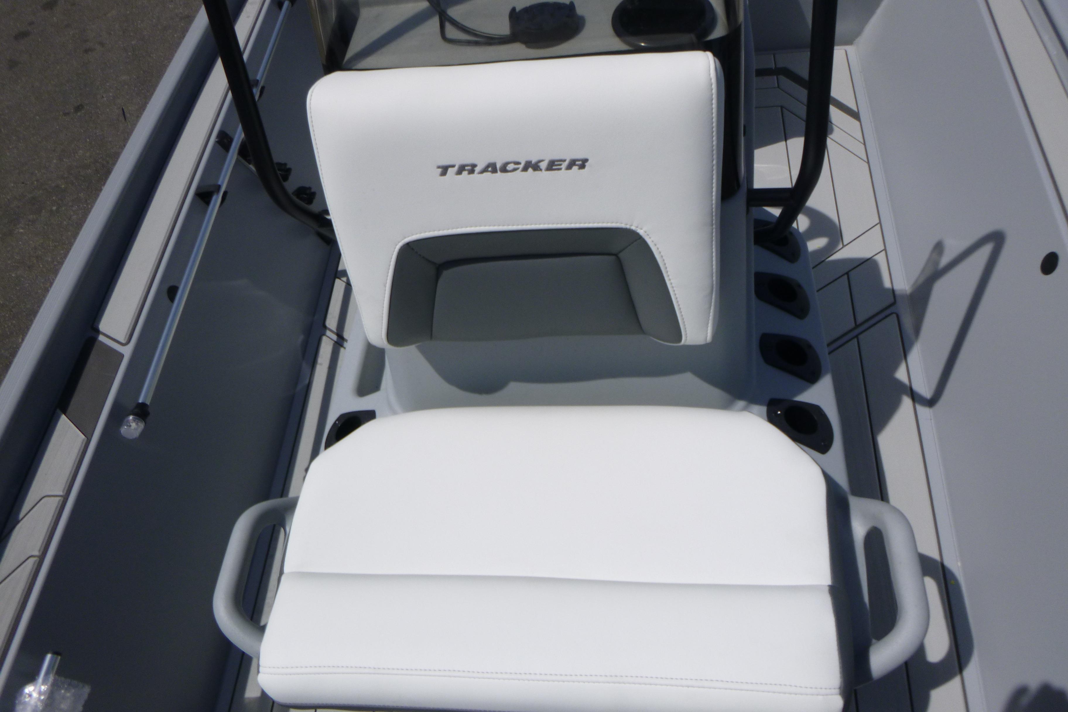 2026 Tracker Bass Tracker Classic CC boat interior with white seating.