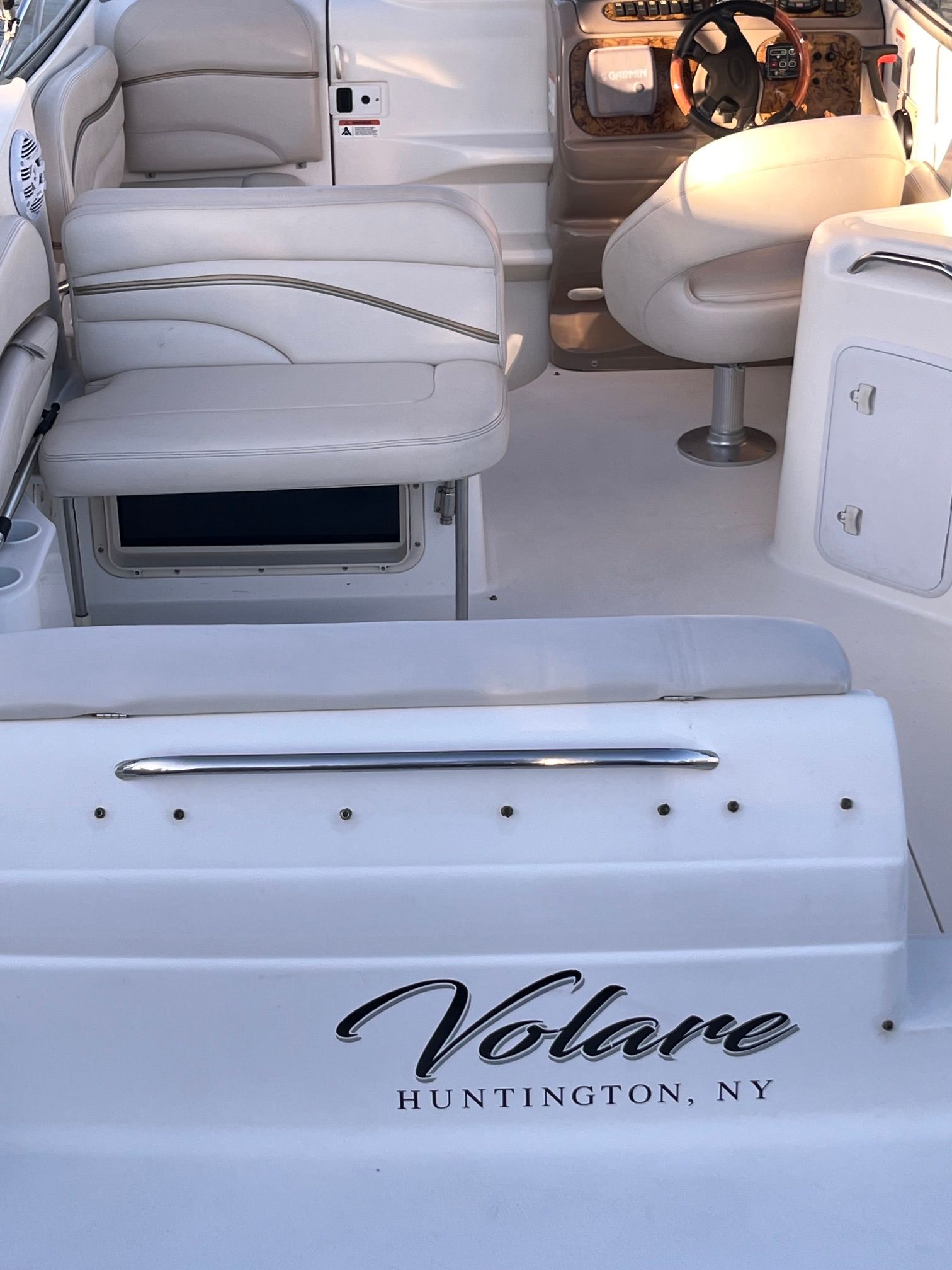 Interior of a 2004 Larson Cabriole boat, Volare, Huntington, NY.