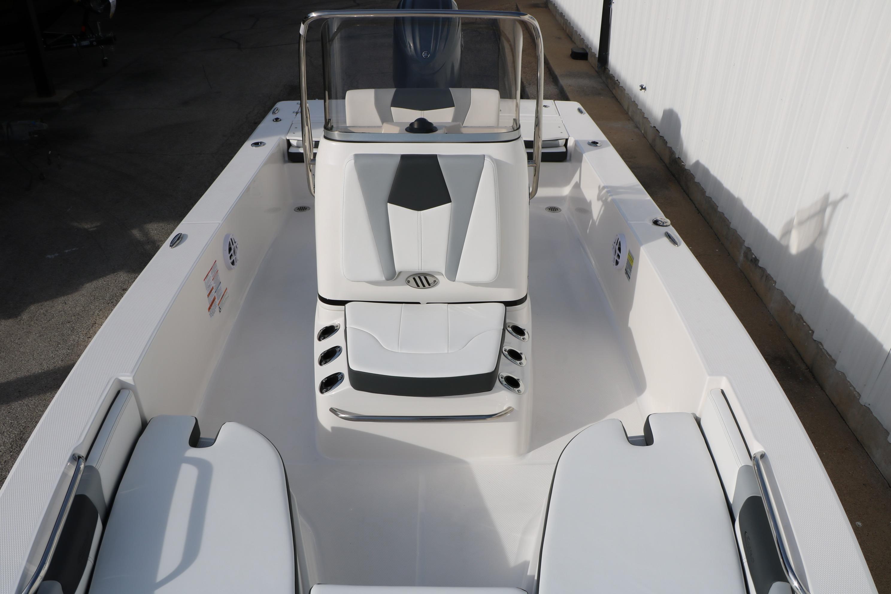2026 Robalo 206 Cayman boat interior with sleek seating and modern design.