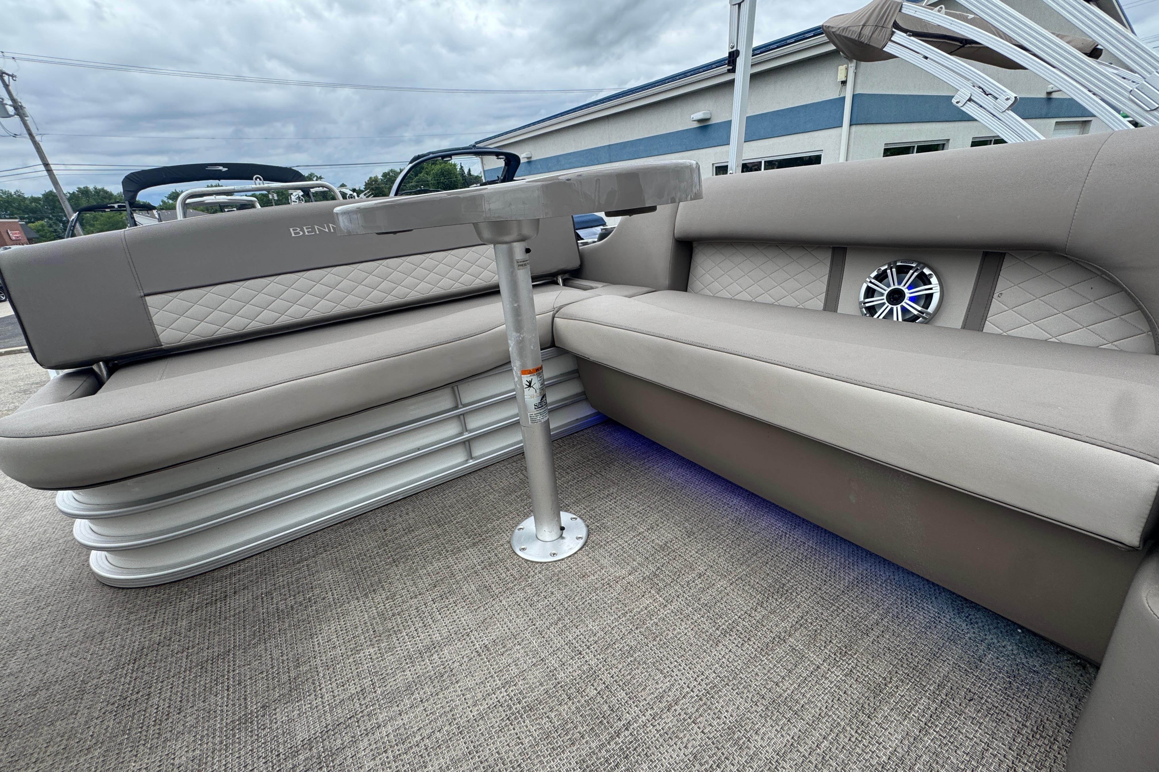 2019 Bennington SX 22 SSBXP pontoon boat interior with plush seating and modern design.