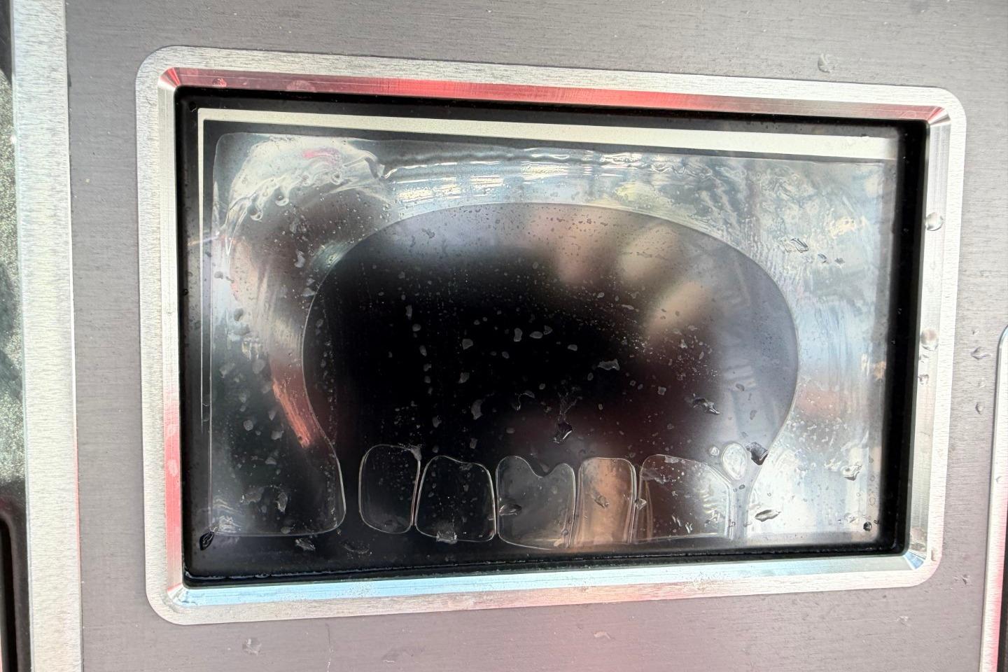 Wet touchscreen on 2023 MasterCraft X24 boat dashboard.