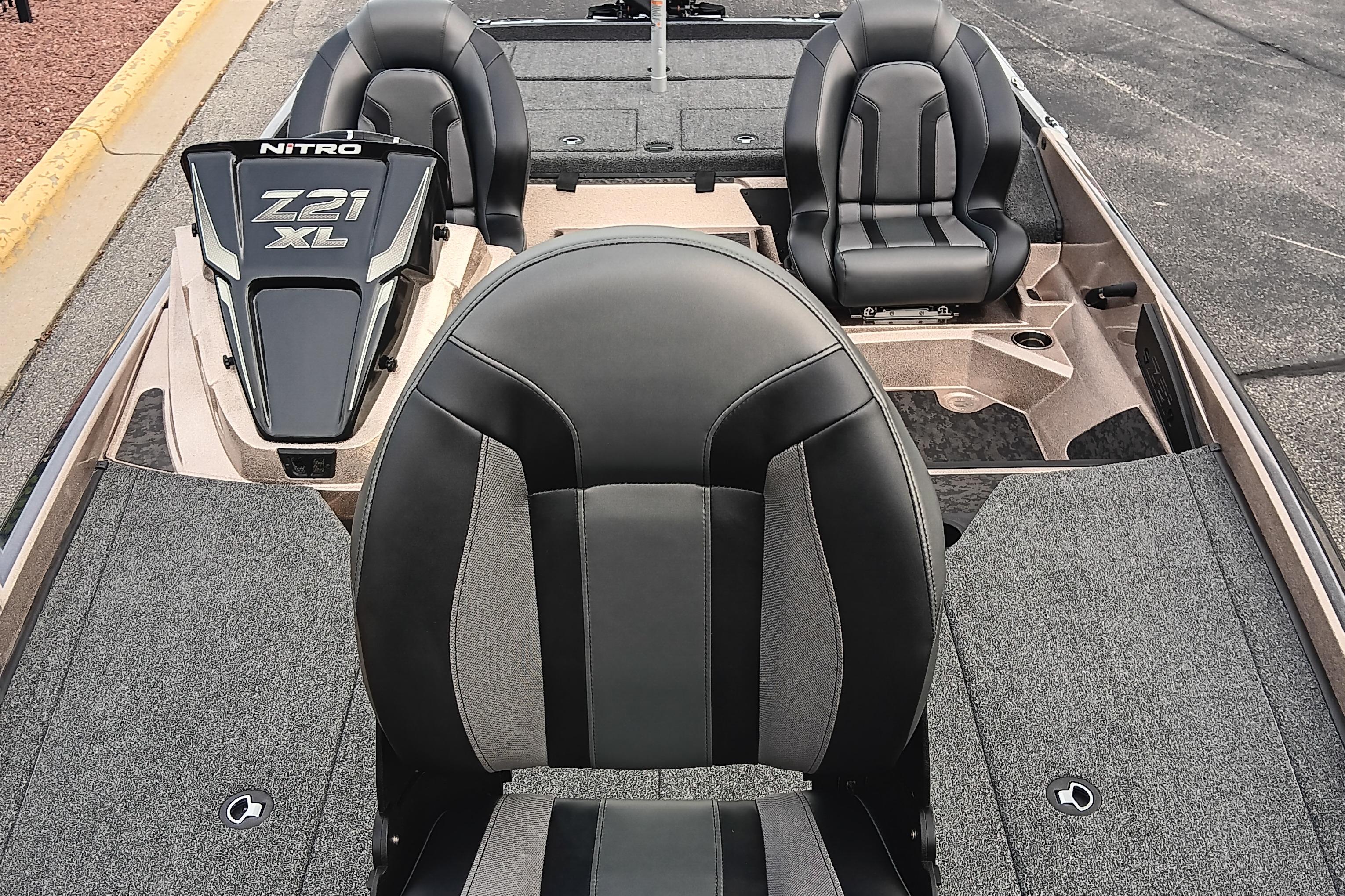 2026 Nitro Z21 XL Pro boat interior with sleek seating and modern design.