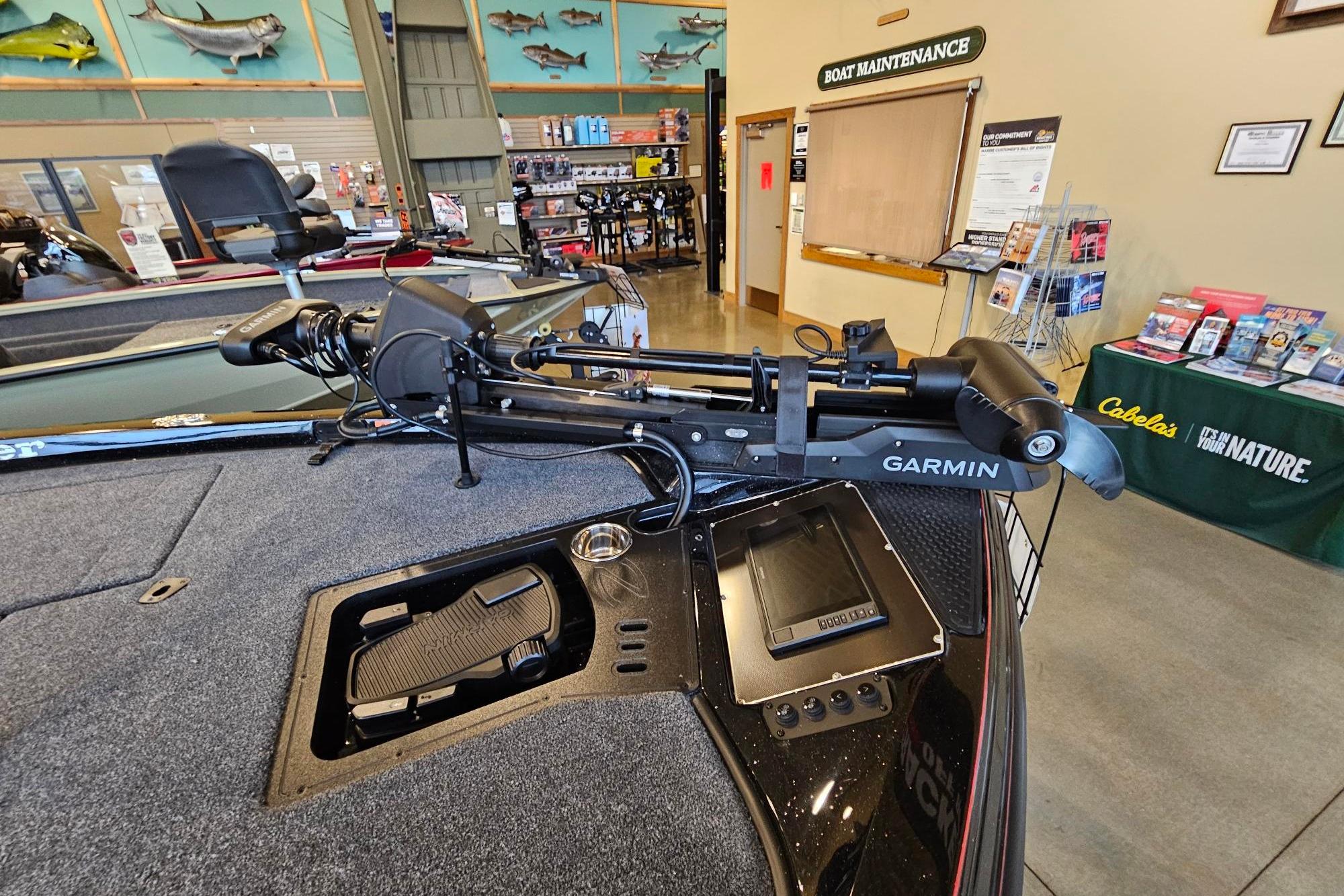 2026 Ranger Z518 Cup-Equipped boat with Garmin equipment in showroom.