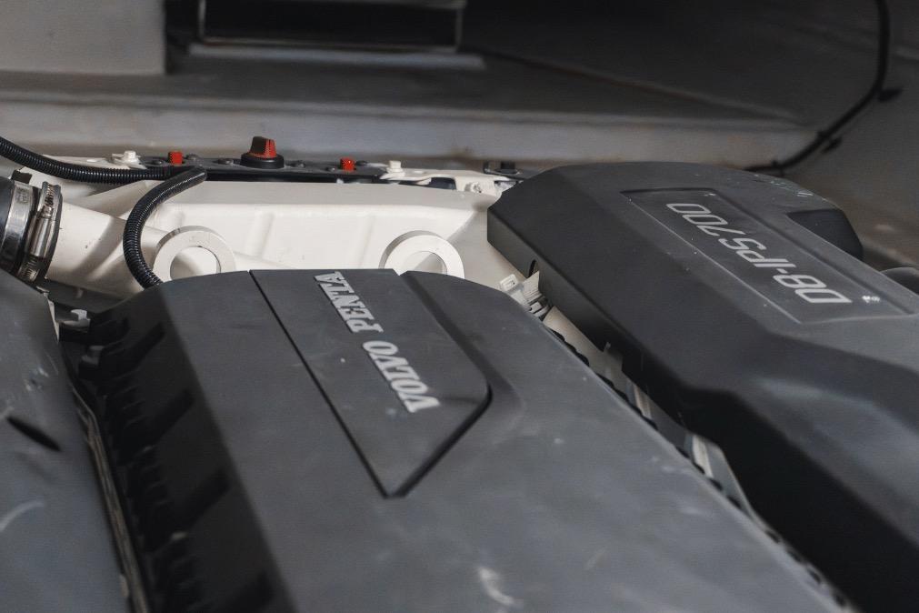 Engine compartment of a 2020 Azimut 60 yacht featuring Volvo Penta D8-IPS700 engines.