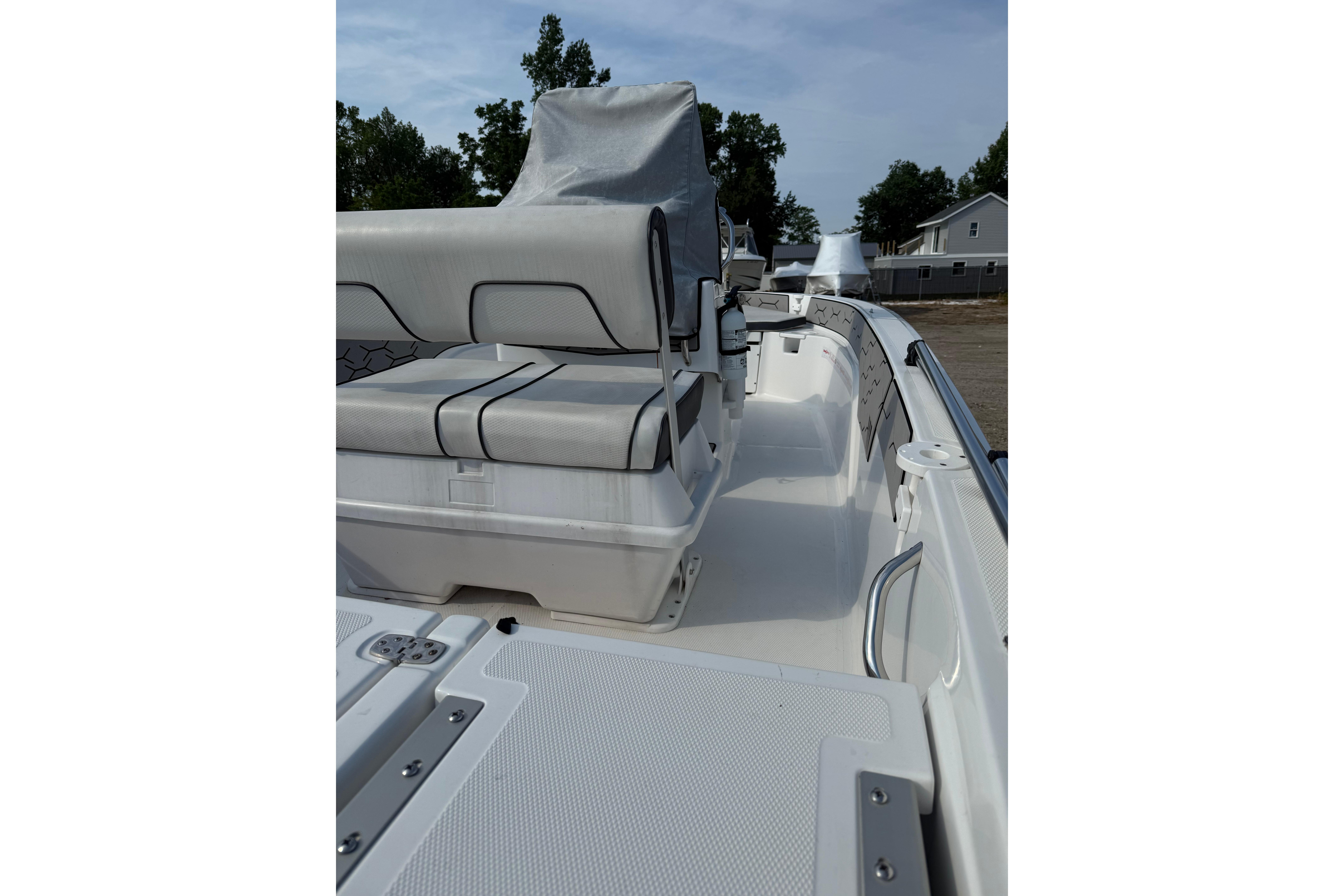 2020 Wellcraft 162 Fisherman boat interior with cushioned seating and sleek design.