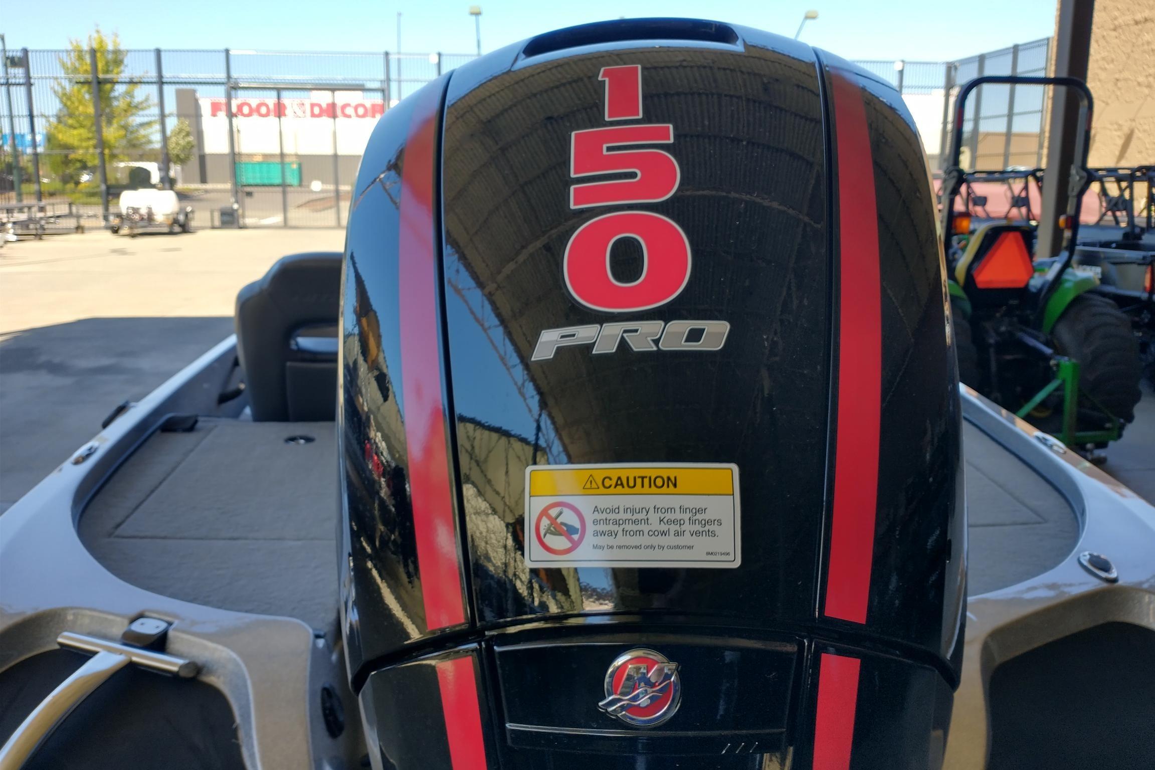 Outboard motor on a 2026 Nitro Z18 Pro boat, featuring "150 Pro" branding.