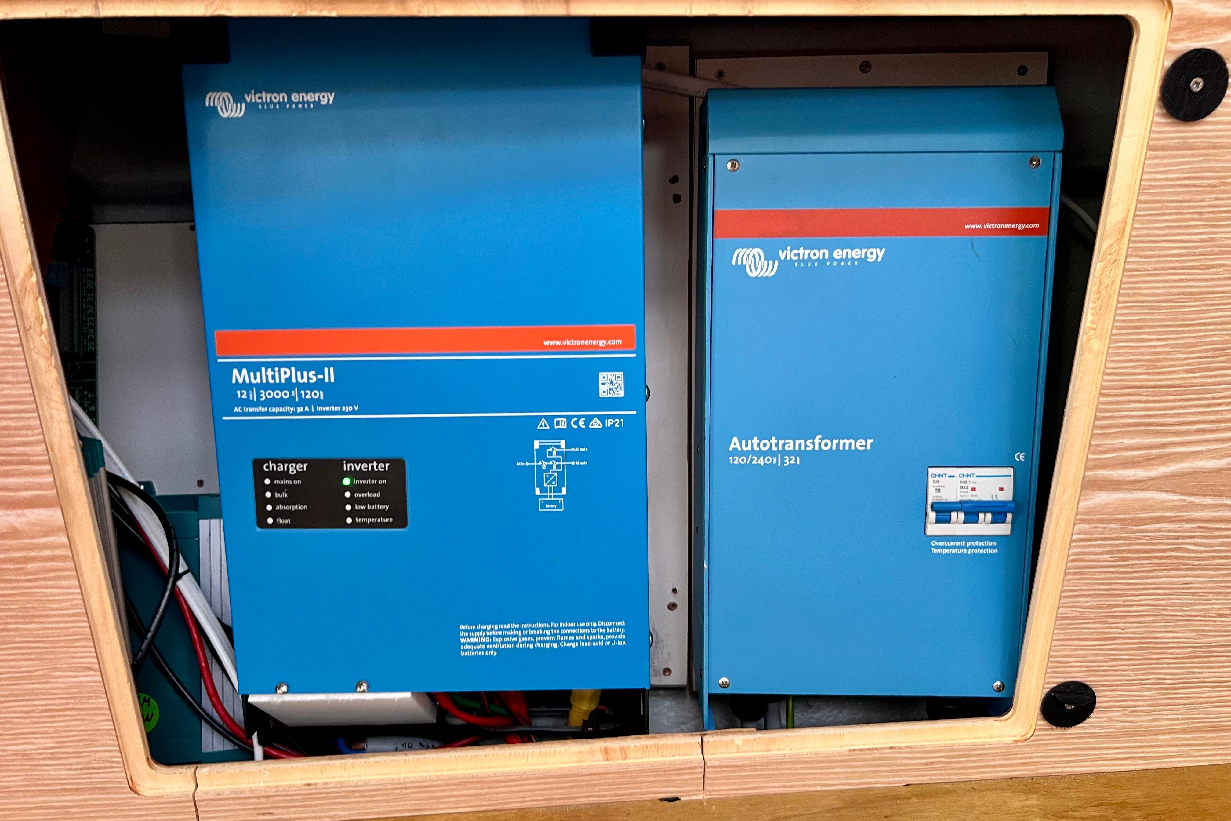 Victron Energy MultiPlus-II and Autotransformer installed in 2016 Hanse 455 yacht.