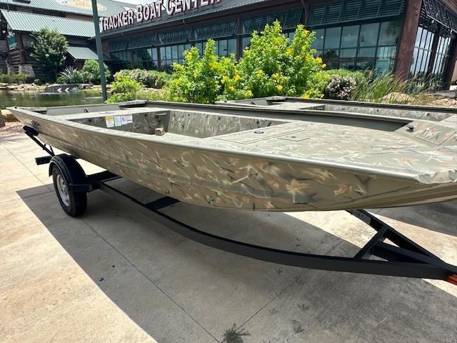 2025 Tracker Grizzly 1754 Jon boat on trailer at Tracker Boat Center.
