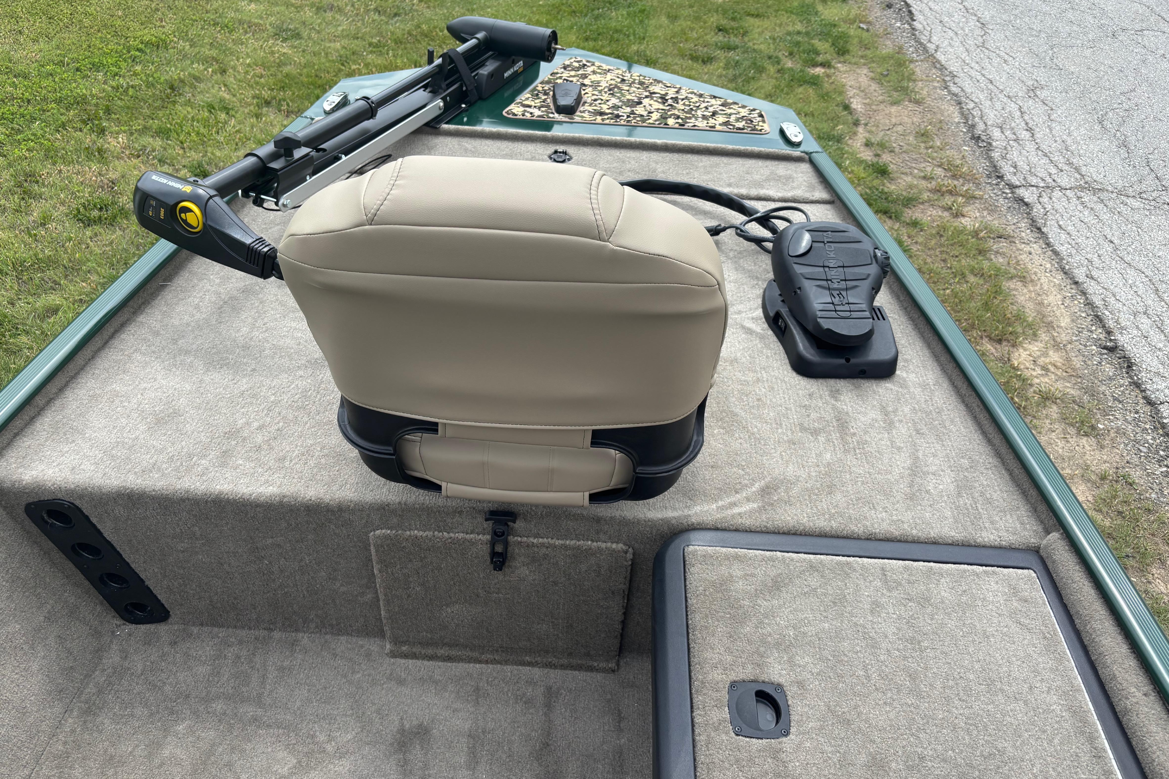 2026 Tracker Bass Tracker Classic Limited boat interior with seat and trolling motor.