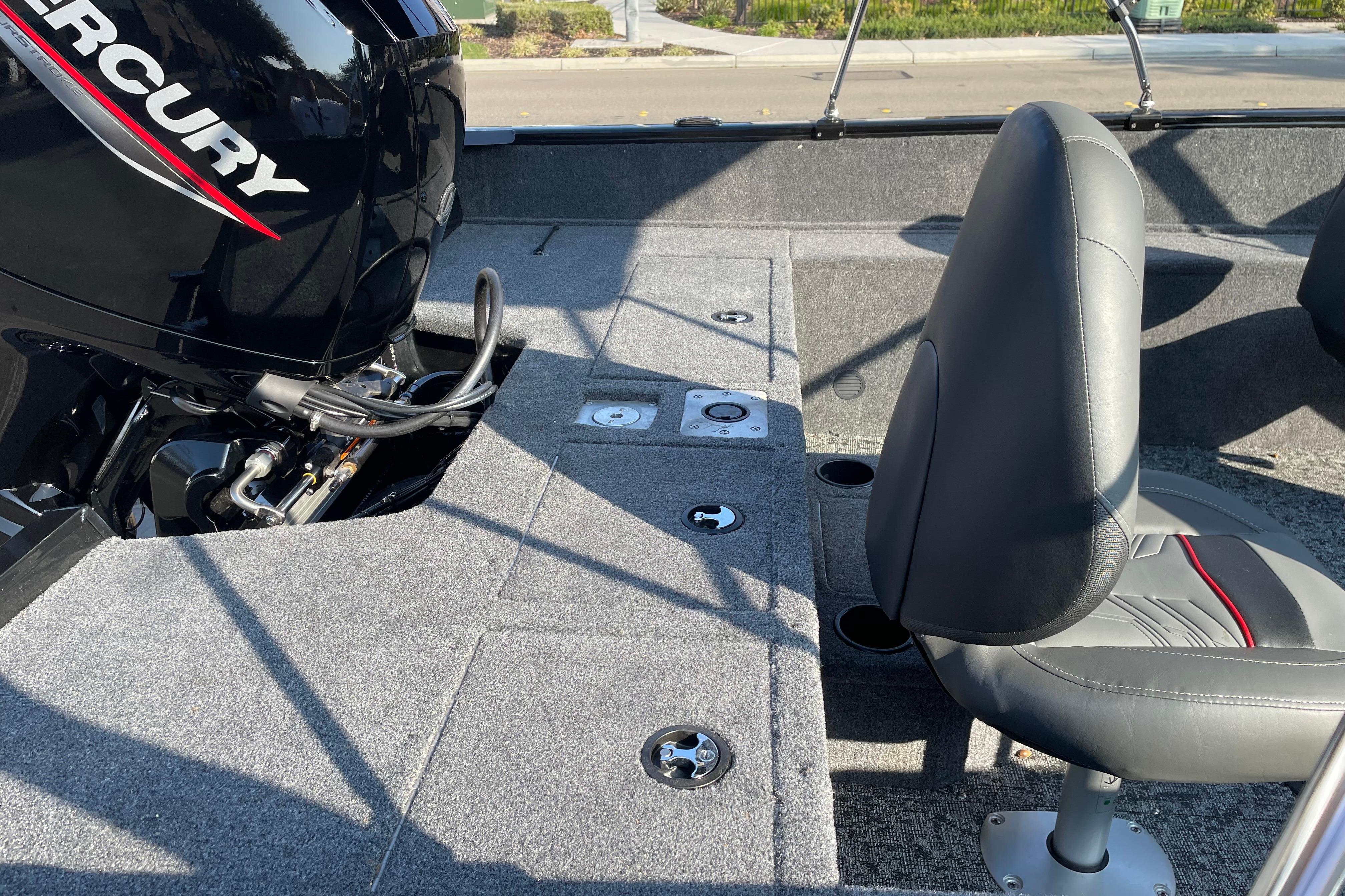 2026 Tracker Pro Guide V-175 WT boat interior with Mercury engine and seating.
