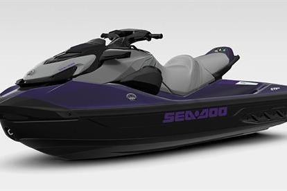 2025 Sea-Doo GTI SE 130 jet ski in sleek black and purple design.