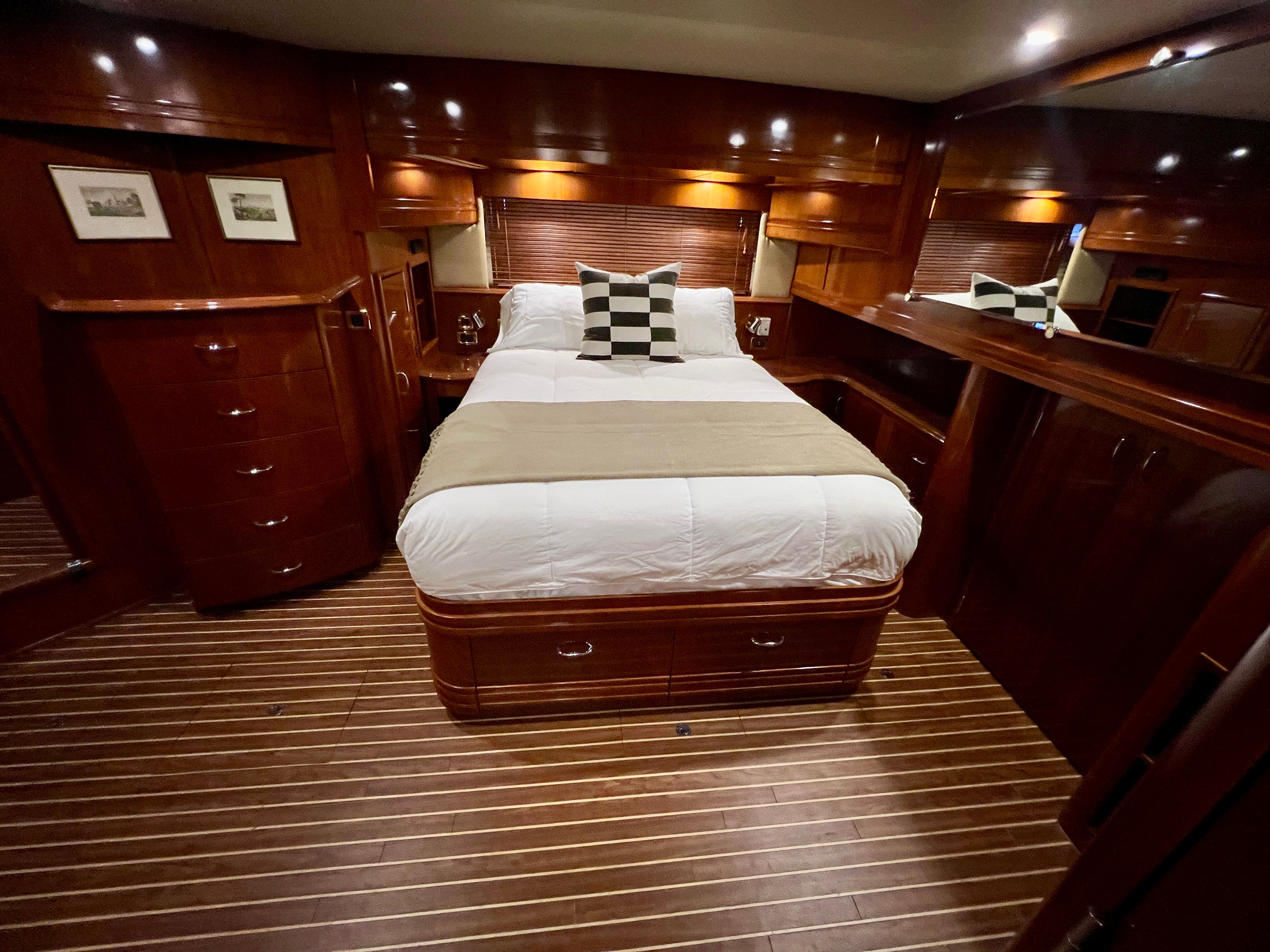 Luxurious cabin of the 2005 Carver 560 Voyager Sky yacht.