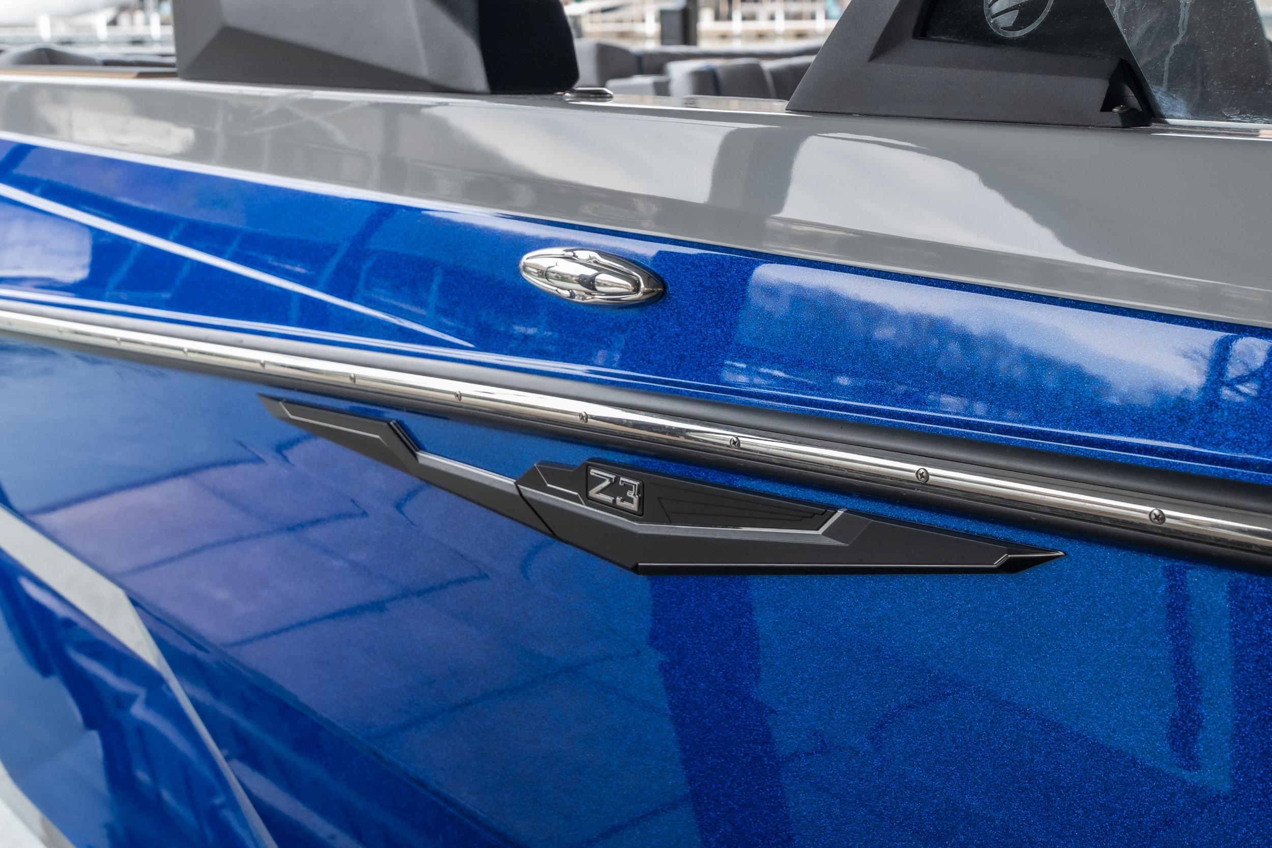 2026 Tigé Z3 boat with sleek blue exterior and modern design elements.