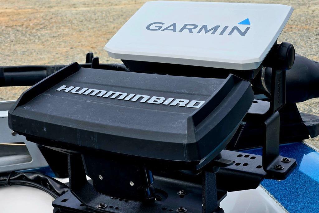 Garmin and Humminbird devices on a 1996 Champion 181 SX boat.