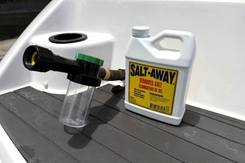 Salt-Away cleaner and applicator on 2017 Yamaha SX210 boat deck.