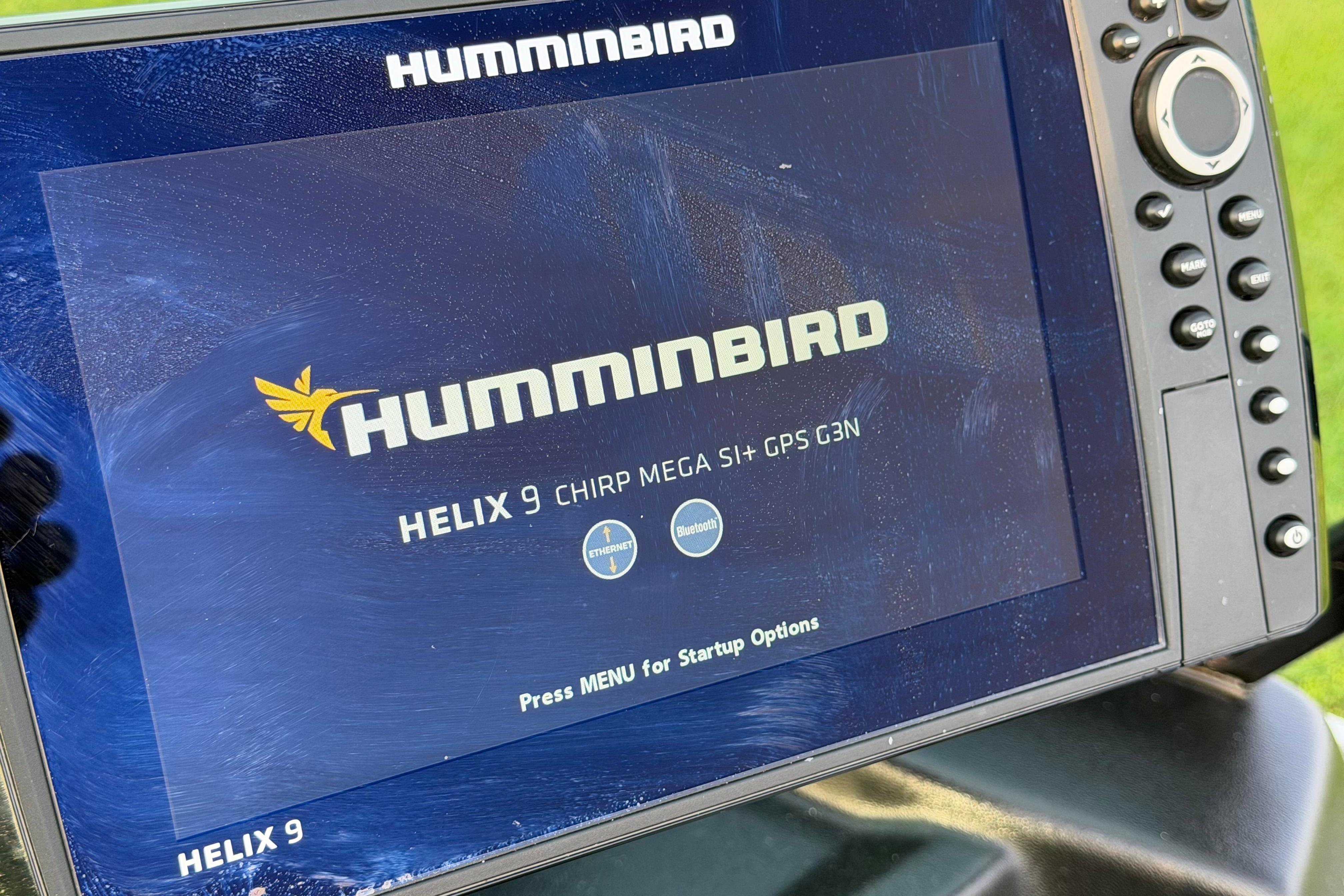 Humminbird Helix 9 fish finder on 2019 Alumacraft Trophy 205 boat.