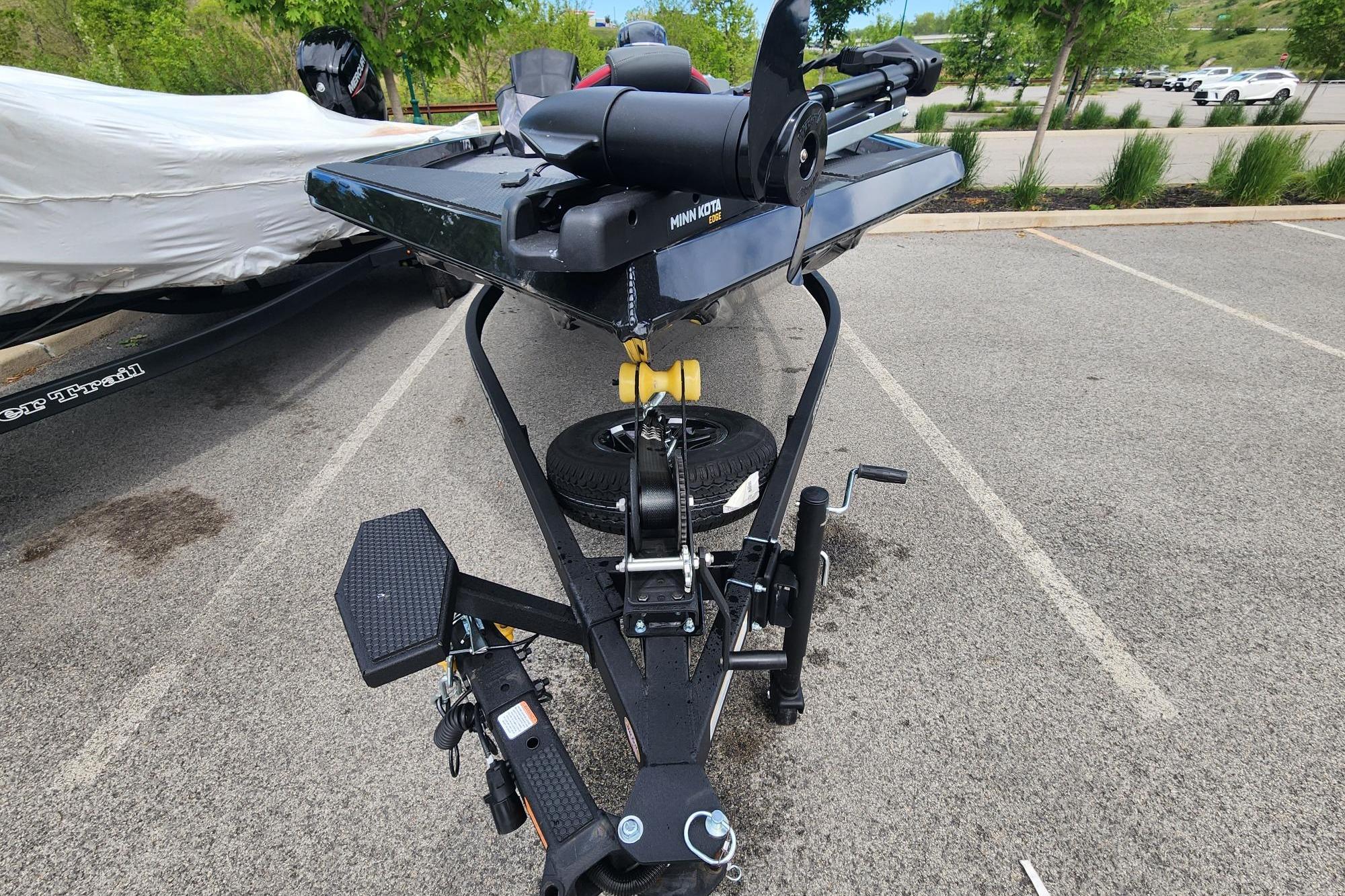2026 Ranger RT188 boat trailer parked, featuring a Minn Kota trolling motor.