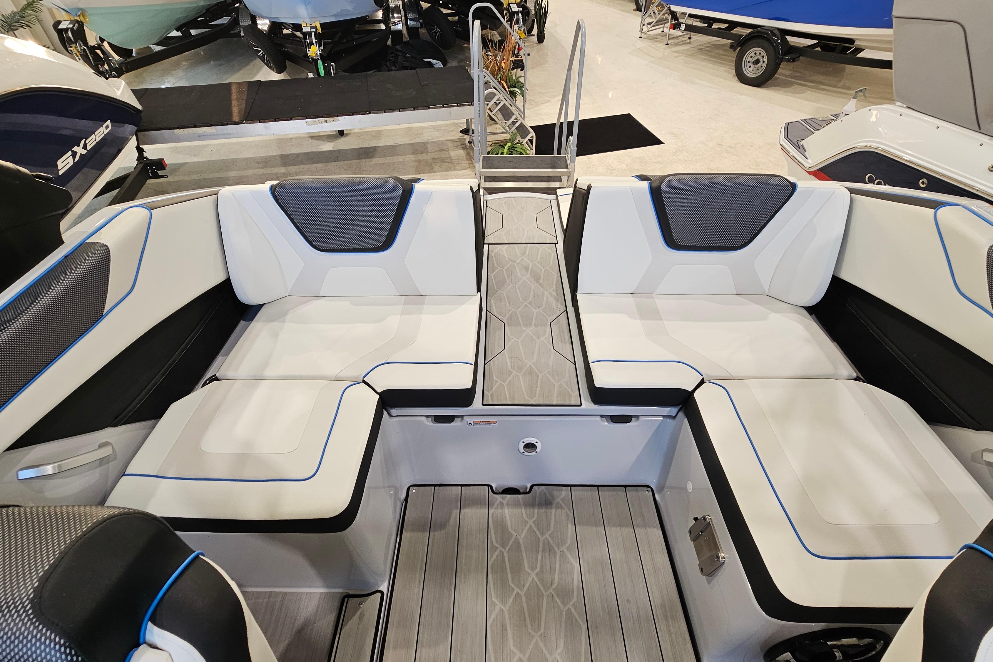 2023 Yamaha Boats 222XD interior with sleek seating and modern design.