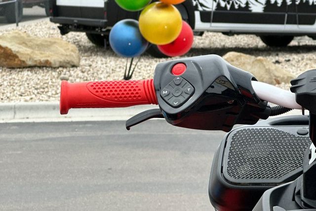 Close-up of a Sea-Doo PWC SPARK TRIXX 90 handlebar with a red grip.