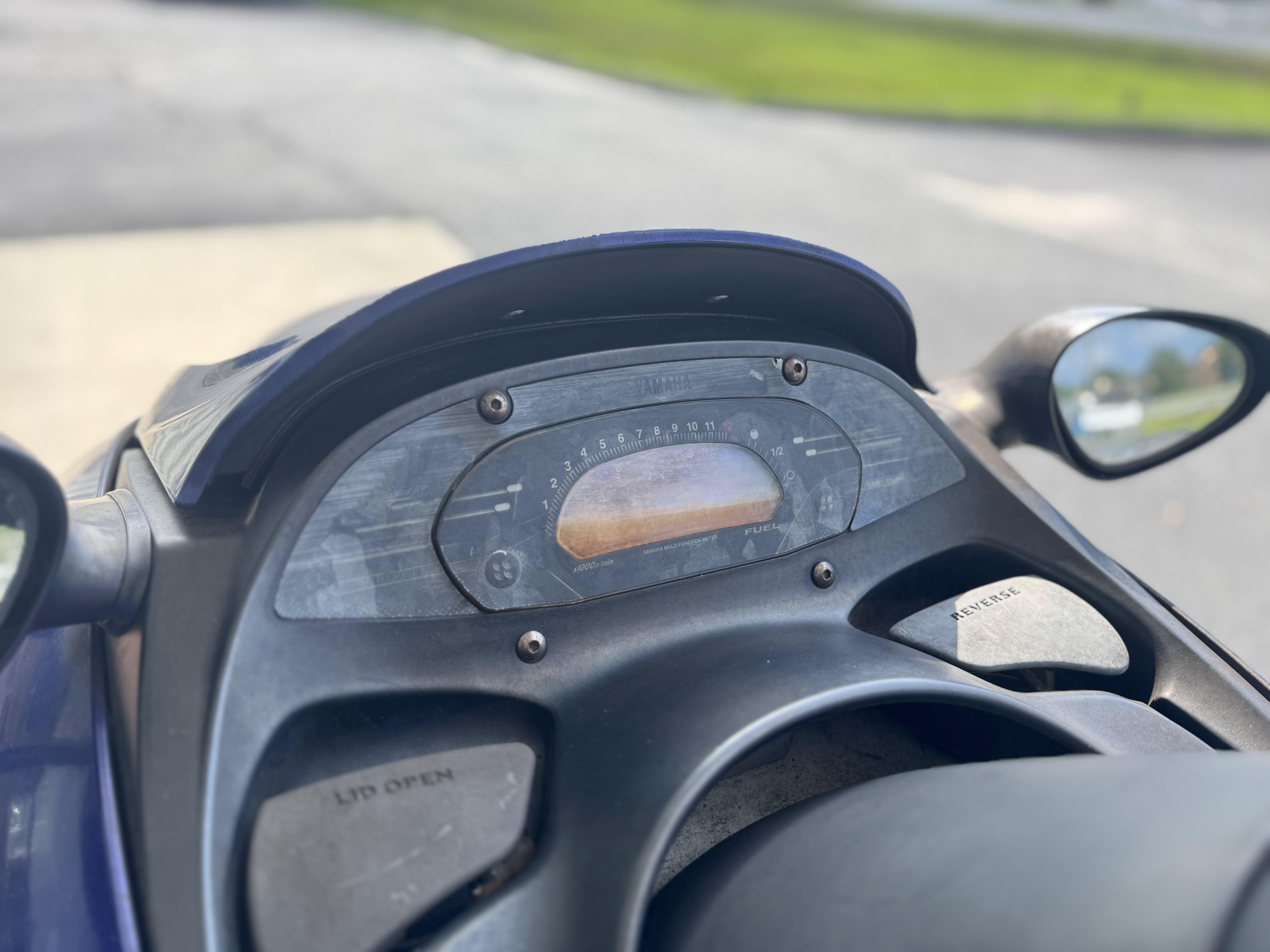Dashboard of a 2003 Yamaha WaveRunner FX140, showing speedometer and controls.