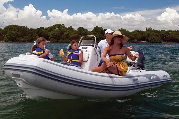 Manufacturer Provided Image: 2022 AB Inflatables Oceanus 14 VST boat with family enjoying a day on the water.