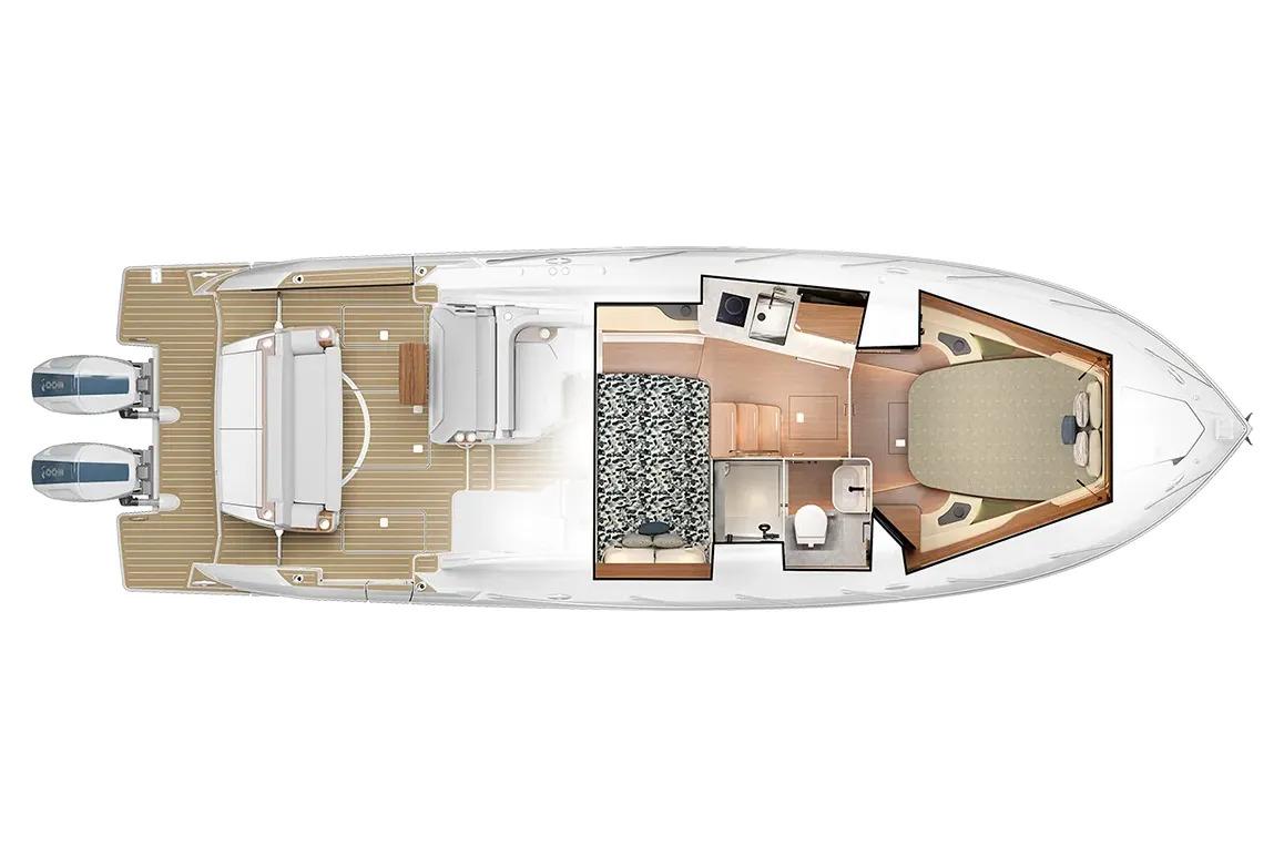 Manufacturer Provided Image: Top view layout of 2026 Tiara Yachts 39 LE, showcasing interior and deck design.