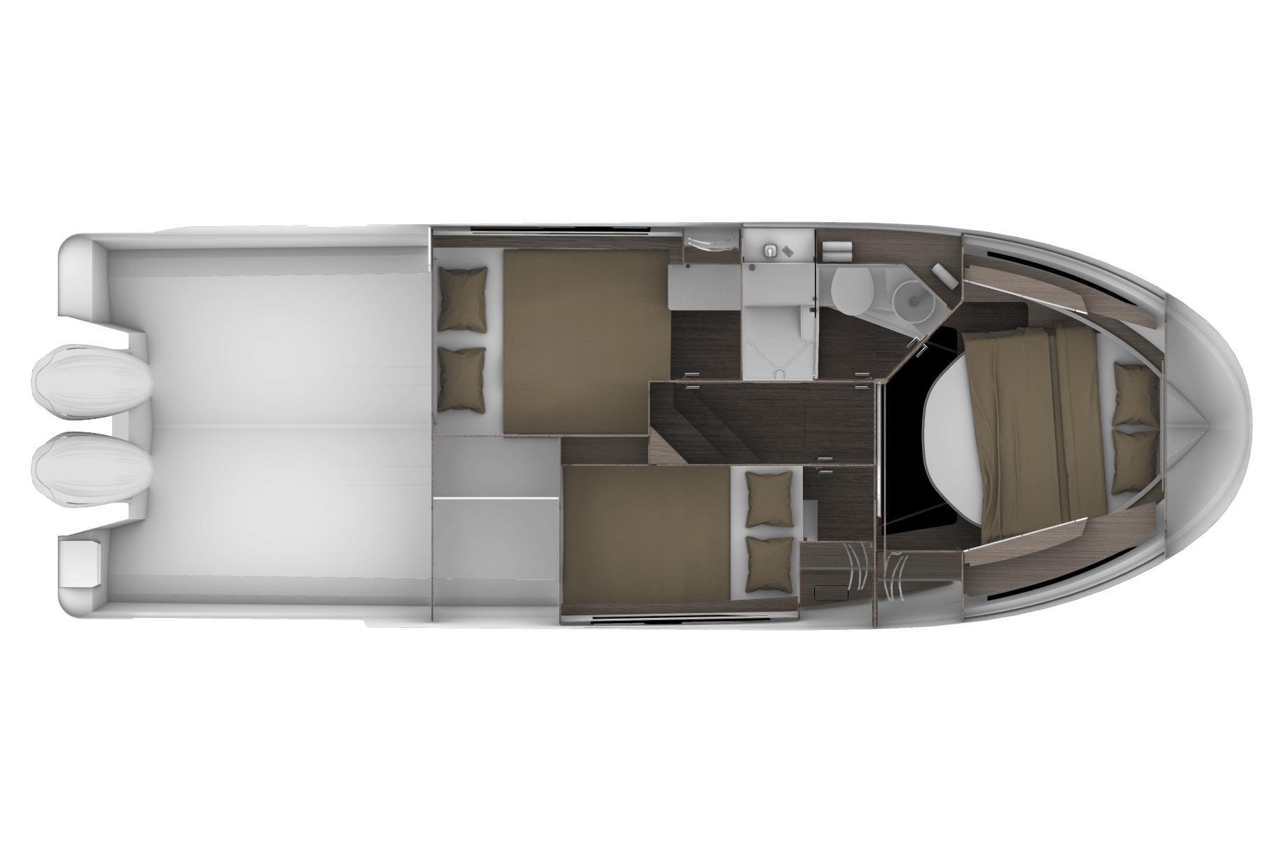 Manufacturer Provided Image: 2026 Jeanneau NC 1095 Coupe Series 2 boat layout, featuring cabins and amenities.