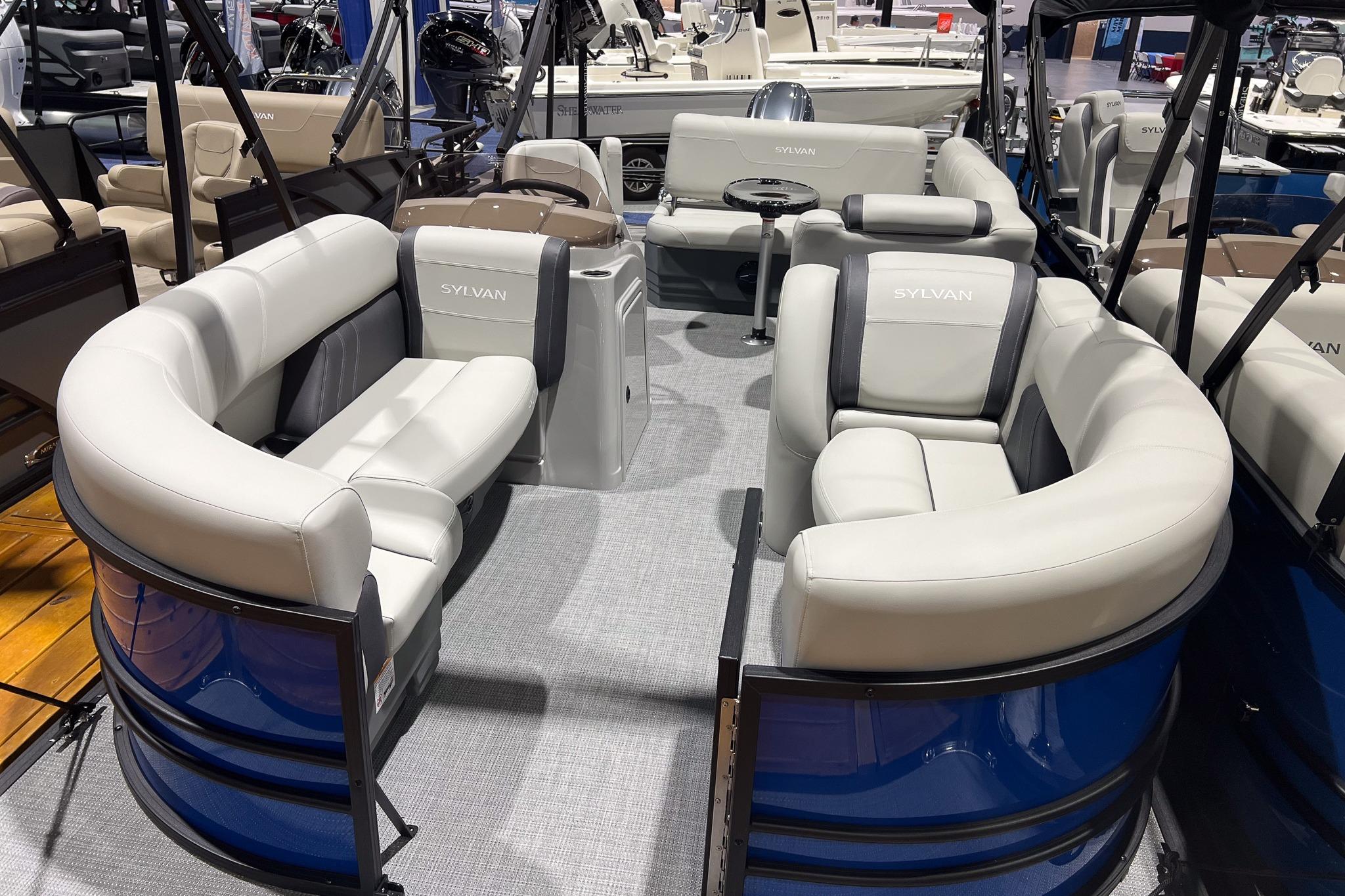 2026 Sylvan Mirage 822 CLZ pontoon boat with luxurious seating and modern design.