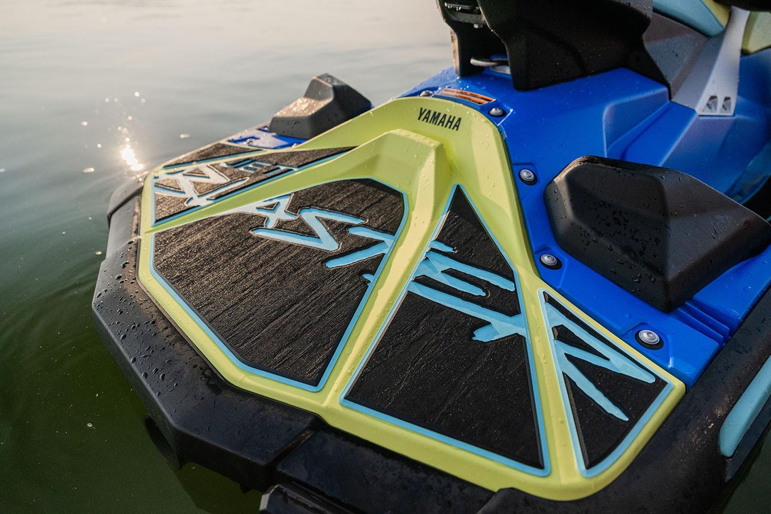 Manufacturer Provided Image: 2026 Yamaha WaveRunner JetBlaster PRO 2-Up on water, showcasing vibrant design details.