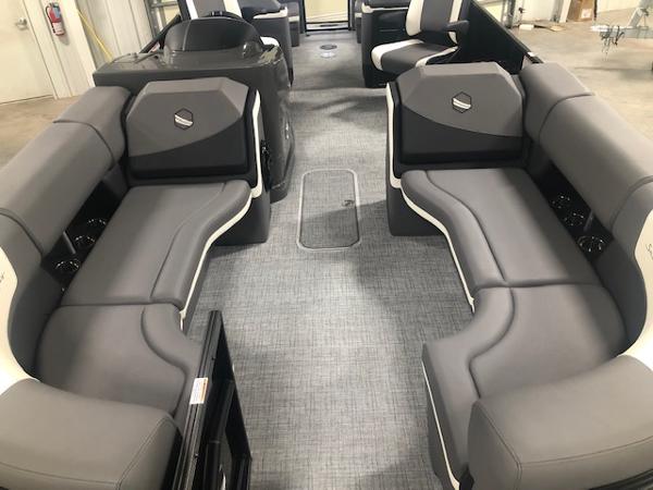 Interior of 2023 South Bay 525 RS 3.0 Arch pontoon boat.