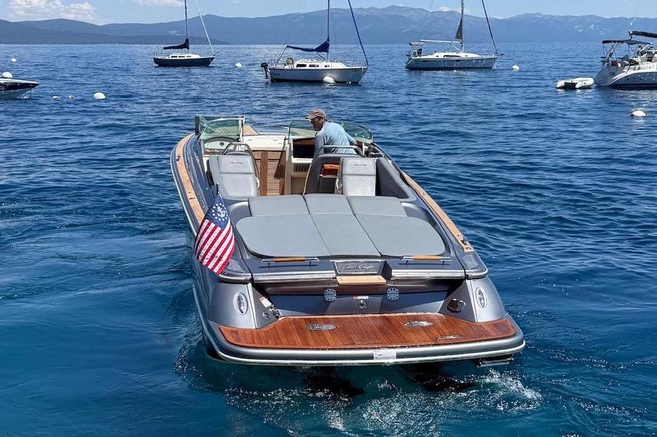 Chris-Craft Corsair 34 boat on water, 2021 model.