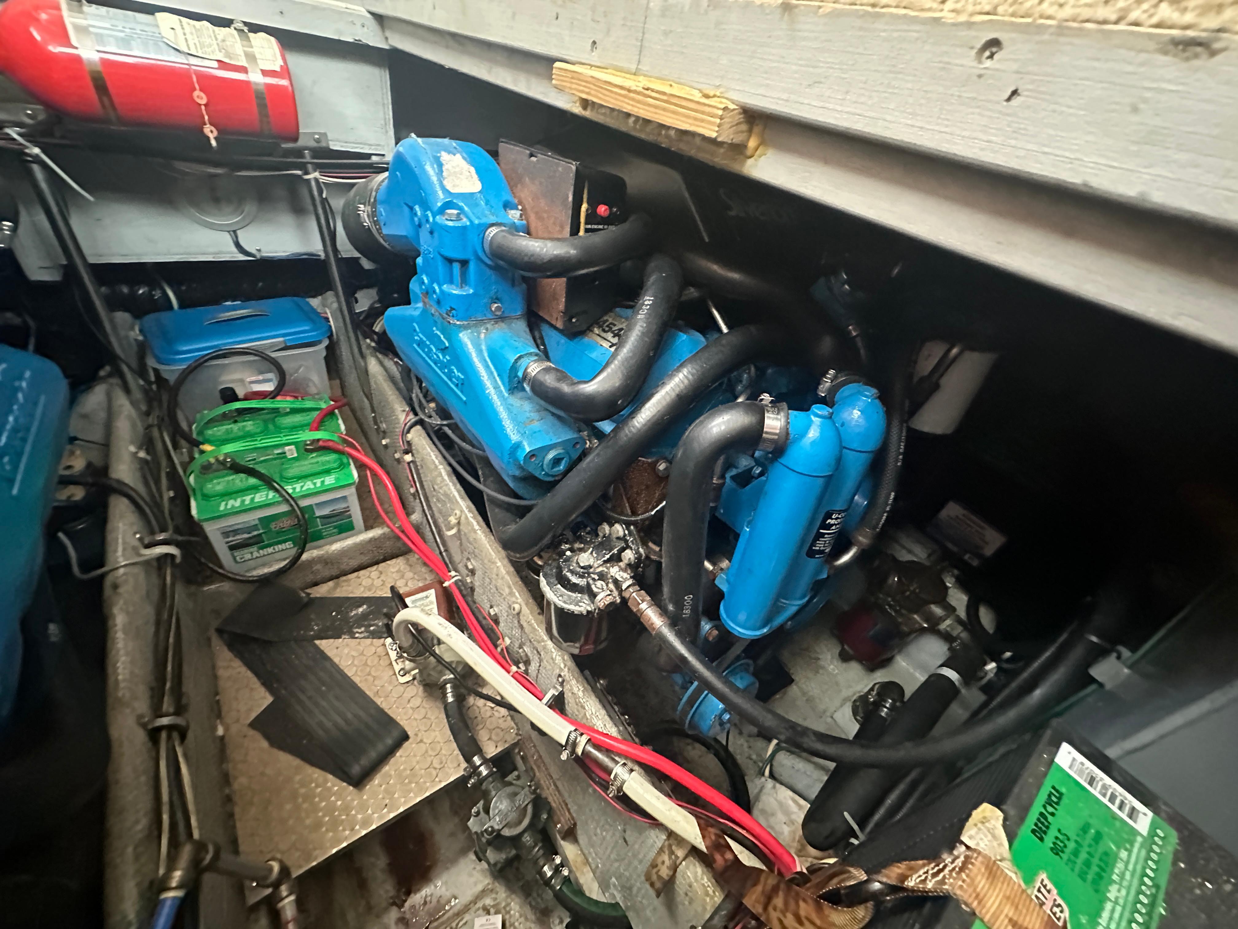 Engine room of 1994 Silverton 34 Aft Cabin Motor Yacht with visible components.