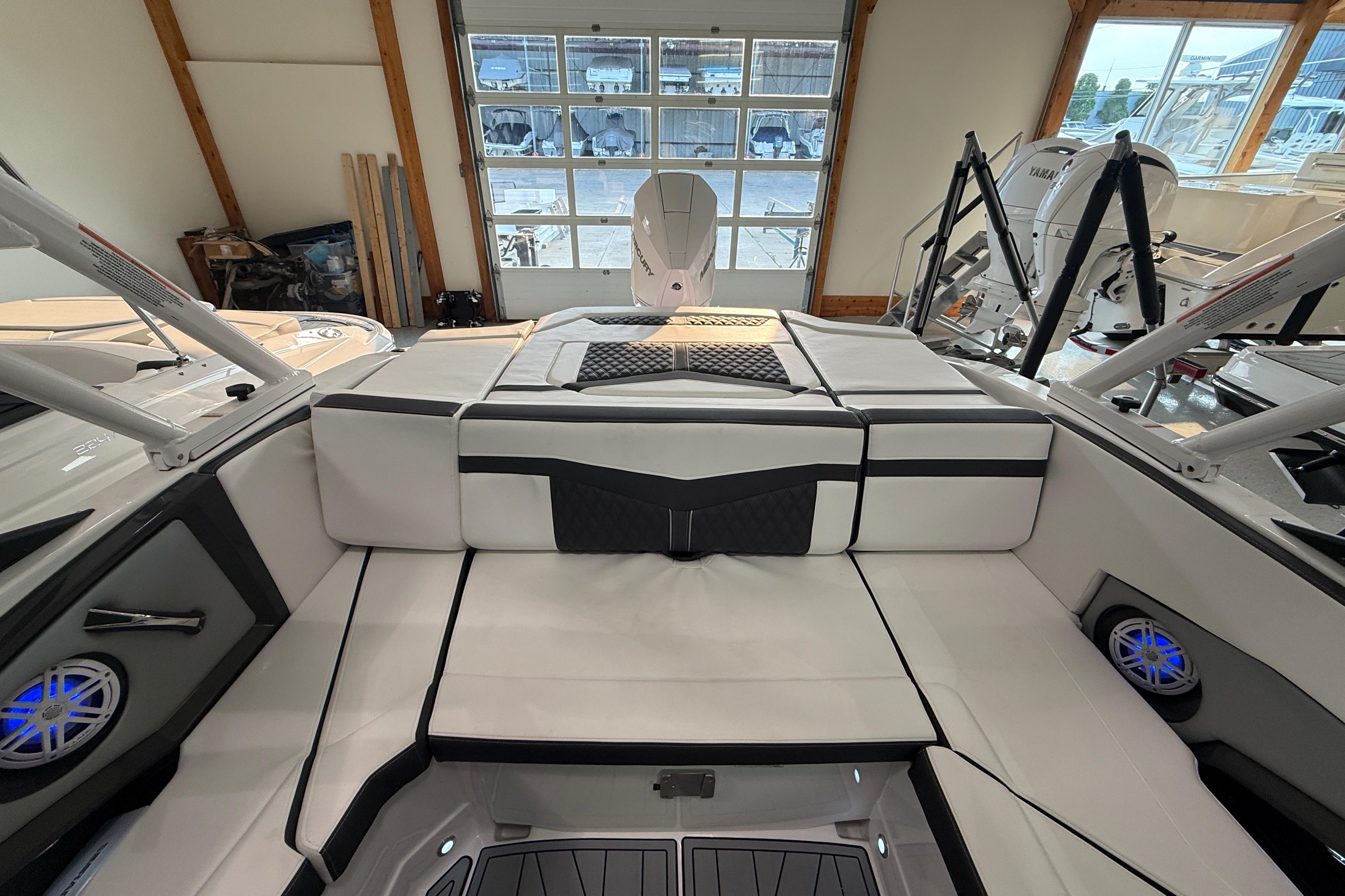2025 Monterey 235SS Super Sport boat interior with sleek seating and modern design.