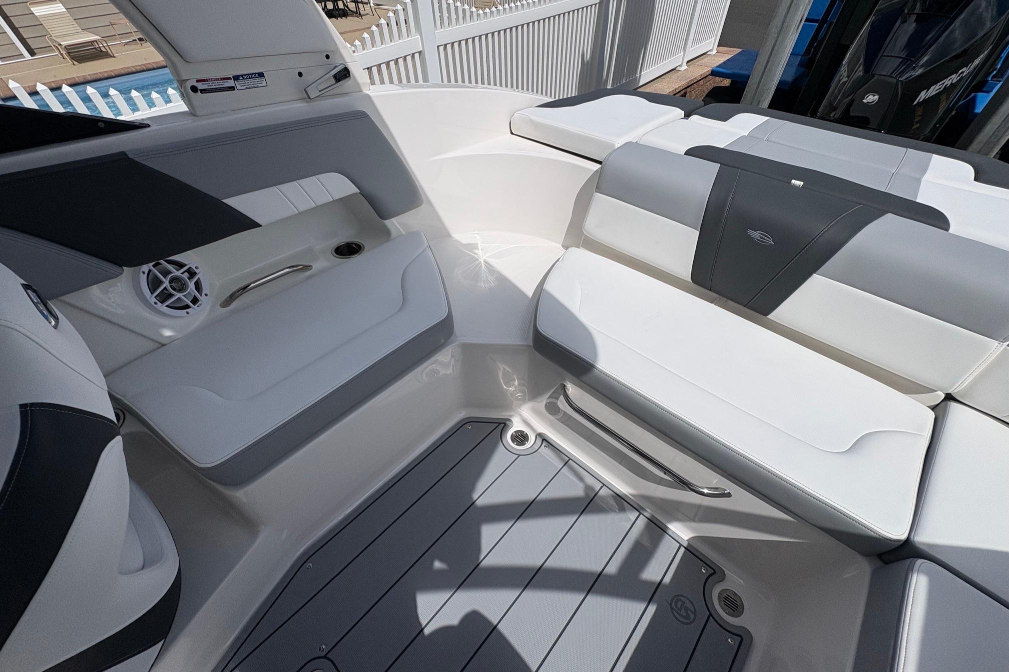 2026 Chaparral 23 SSi OB boat interior with sleek seating and modern design.