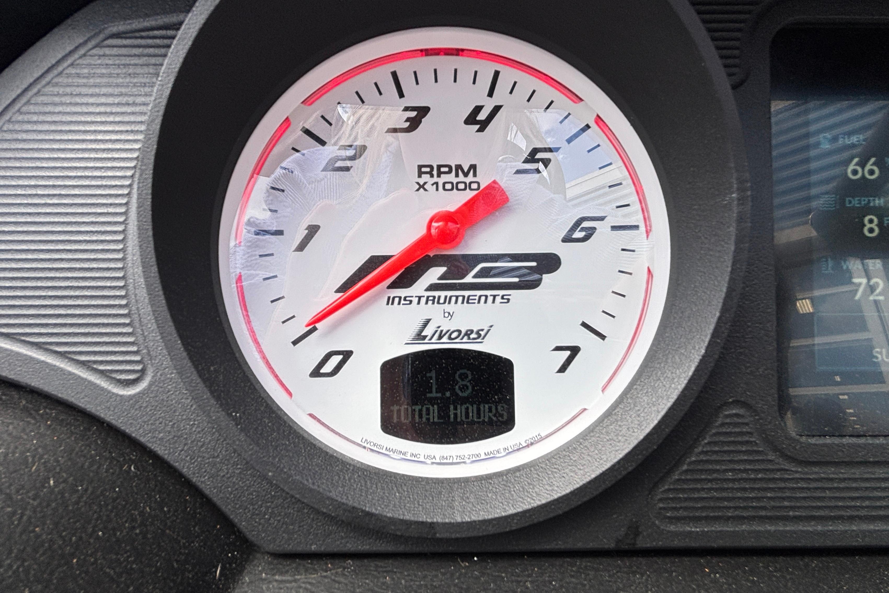 Tachometer of 2026 MB B52 23 Classic showing RPM and total hours.