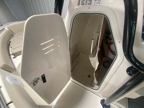 2024 Key West 219 FS boat interior storage compartment.