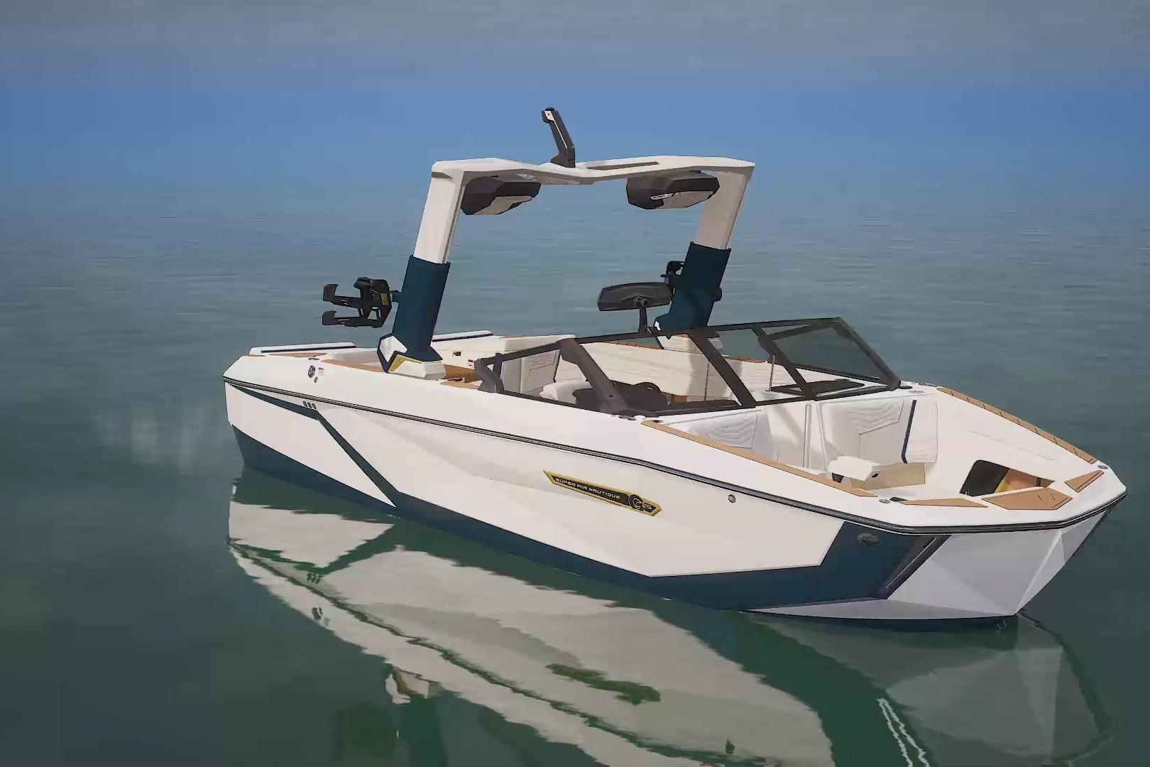 2026 Nautique Super Air Nautique G25 boat on calm water, showcasing sleek design.