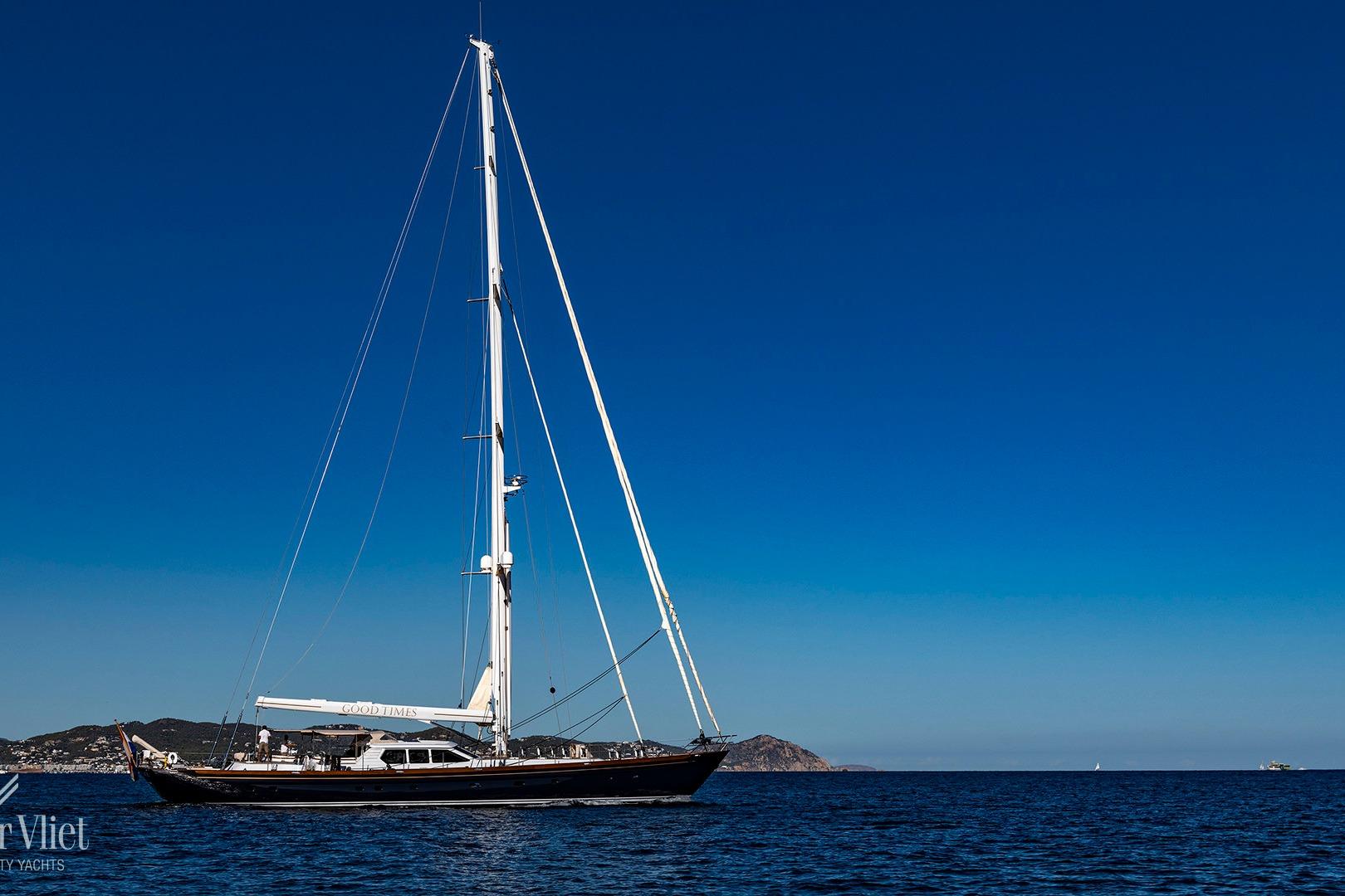 Nordia 100 Cutter Sloop 2005 sailing yacht on calm blue sea under clear sky.