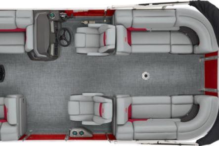 2026 Sun Tracker Party Barge 22 DLX interior layout with spacious seating and modern design.