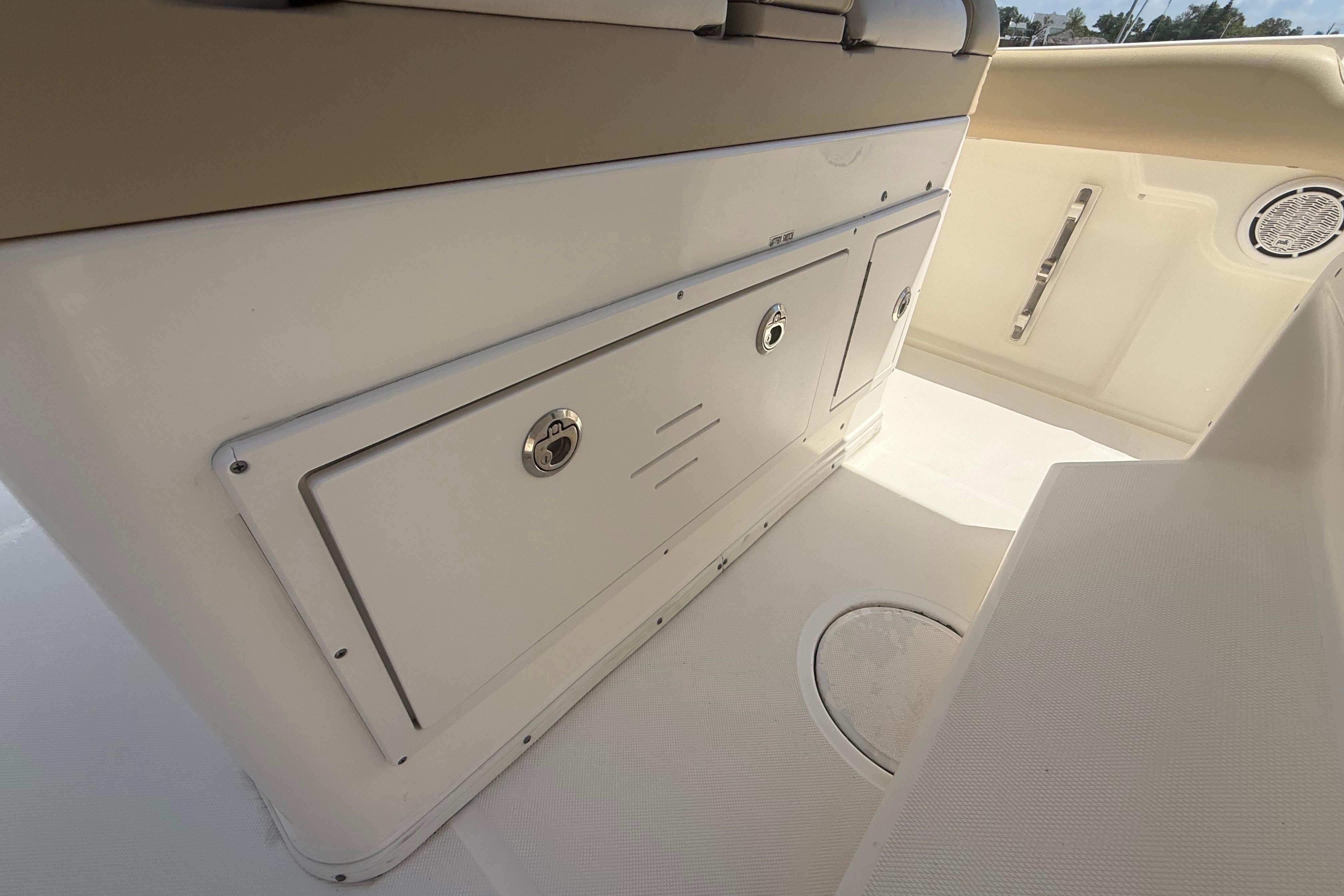 2019 Key West Billistic 281 Center Console interior storage compartment.