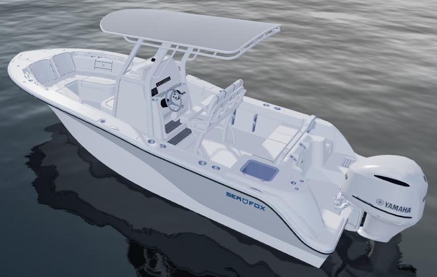 2026 Sea Fox 228 Commander boat with Yamaha engine on calm water.