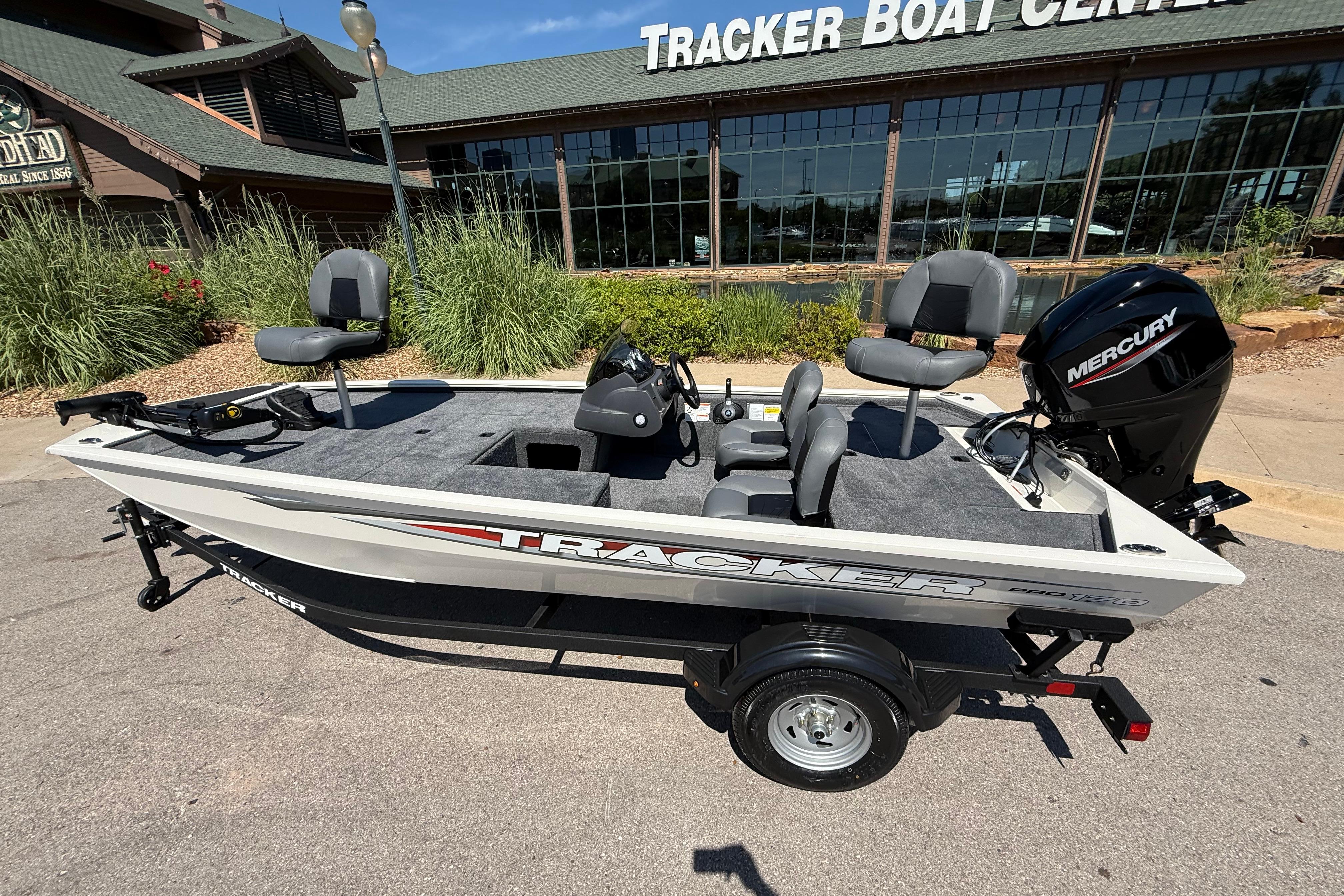 2026 Tracker Pro 170 boat displayed at Tracker Boat Center.