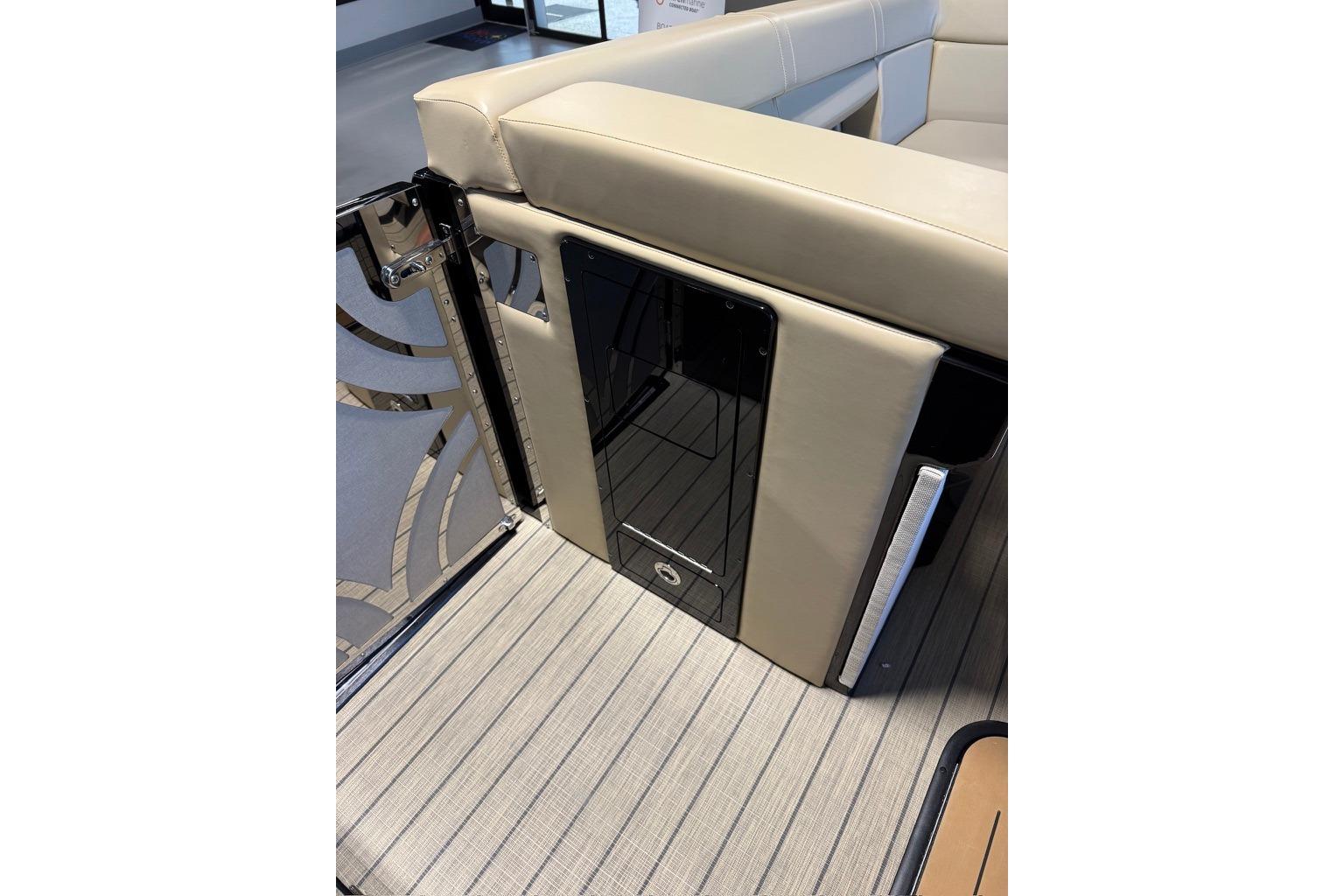 Luxury seating on the 2026 Balise Halo 26C Twin boat, featuring sleek design and premium materials.