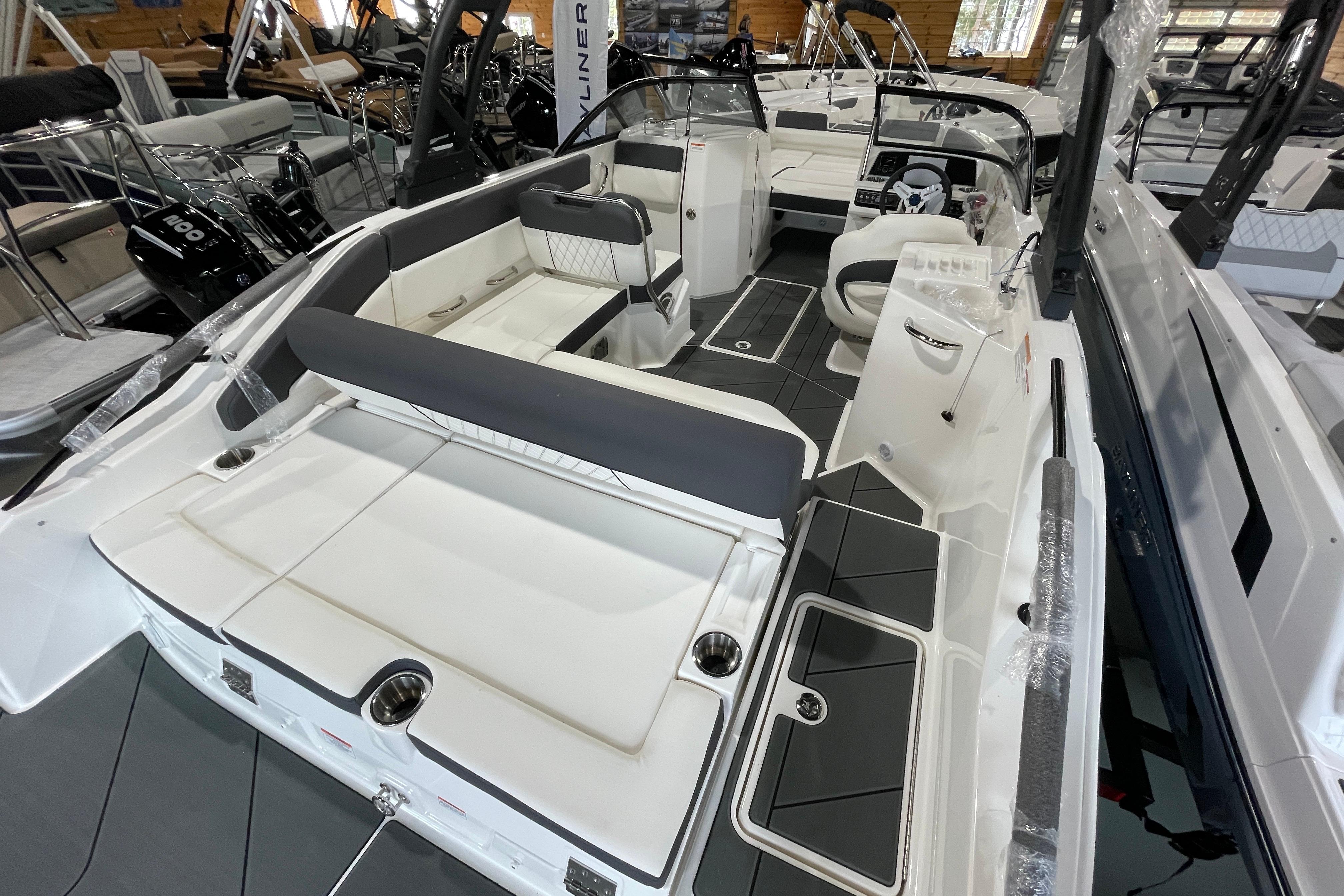 2026 Bayliner D22I boat interior with sleek seating and modern design.