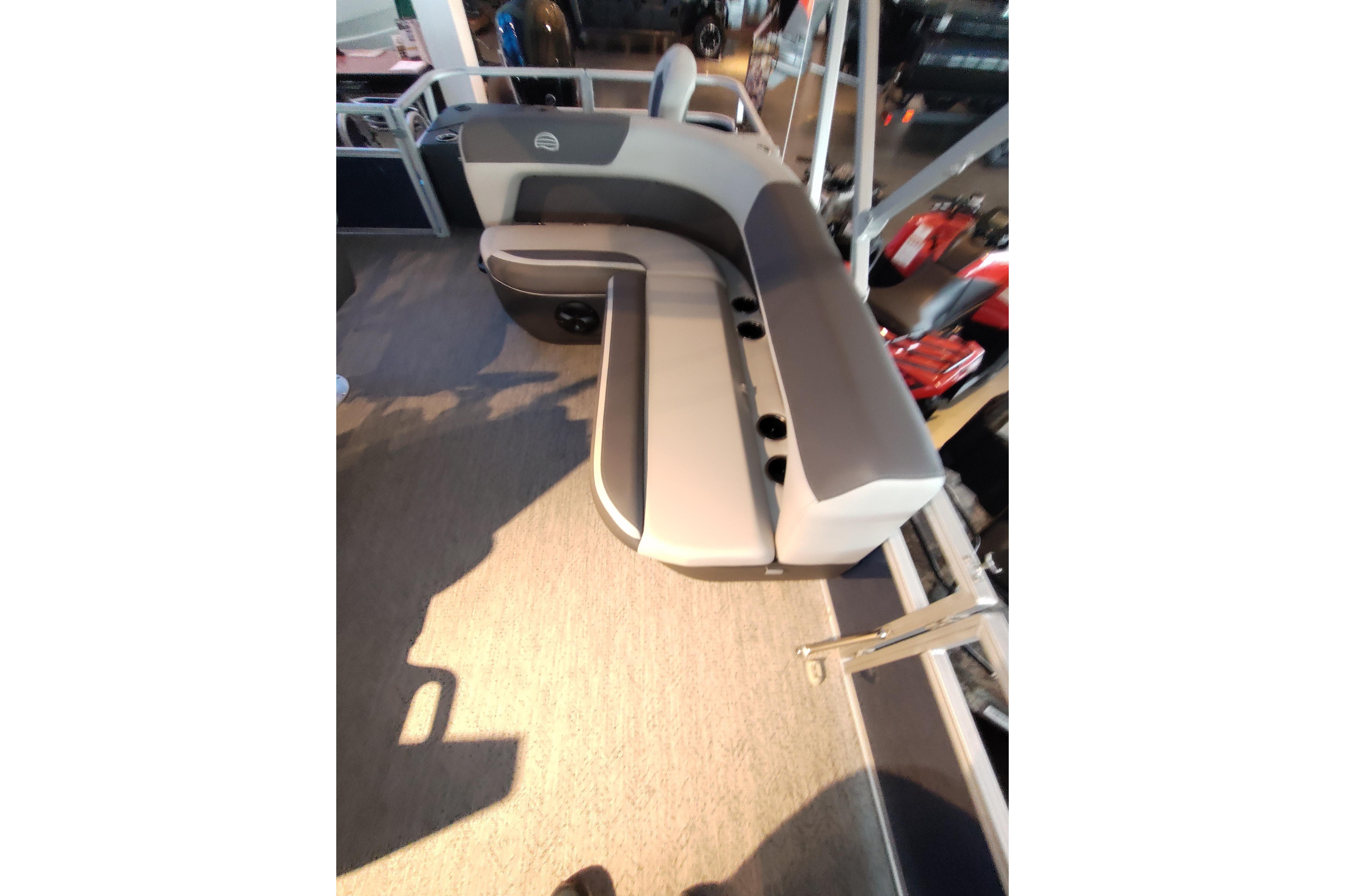 2026 Sun Tracker Bass Buggy 18 DLX pontoon boat interior seating area.