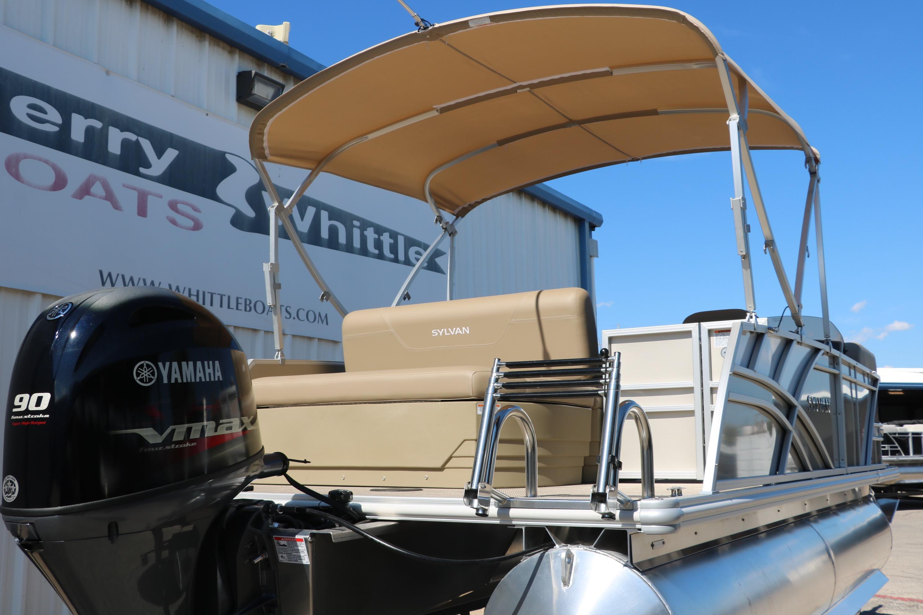 2025 Sylvan Mirage 820 CLZ DH pontoon boat with Yamaha VMAX engine and canopy.