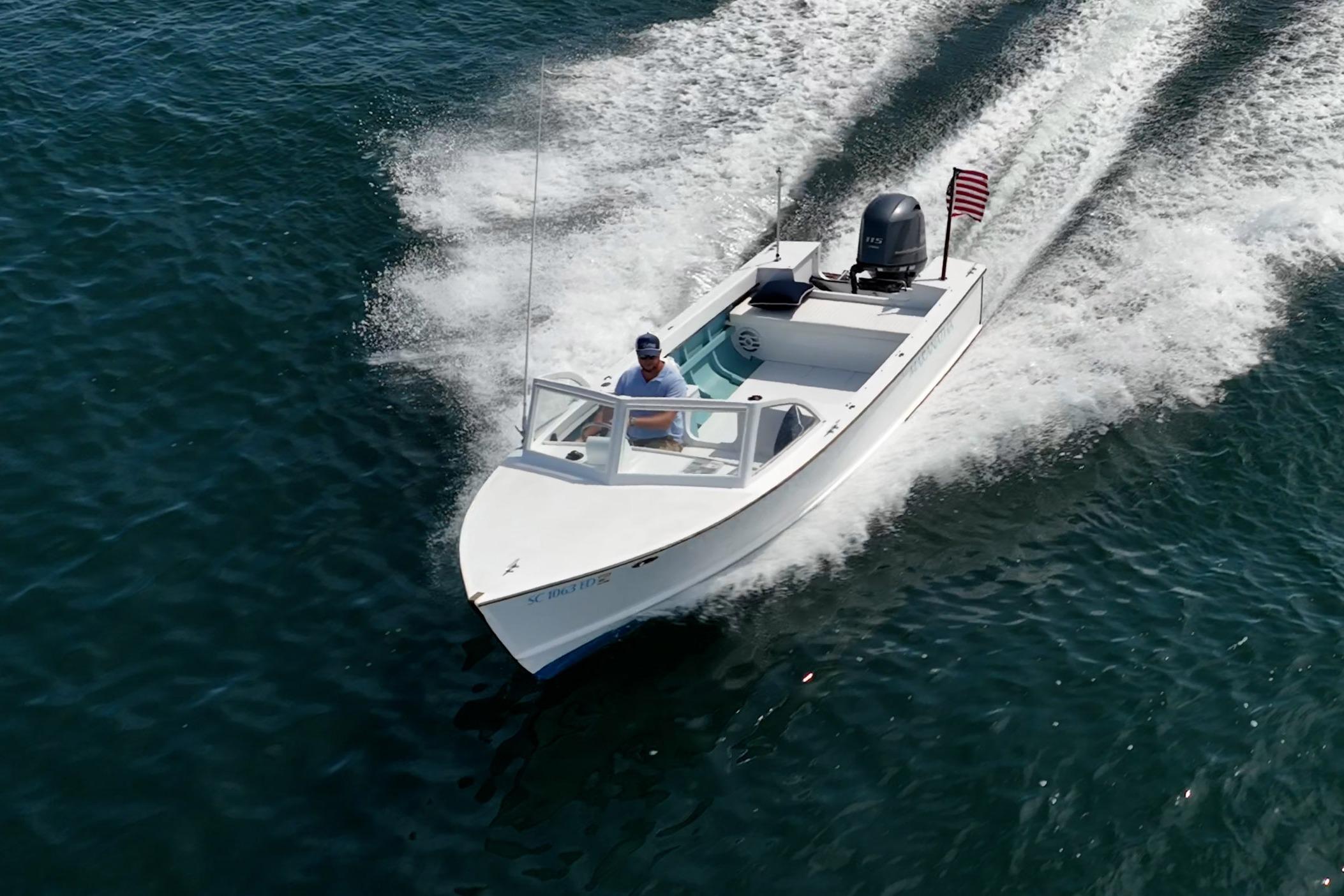 1982 Albury Brothers Runabout cruising on open water, displaying speed and agility.