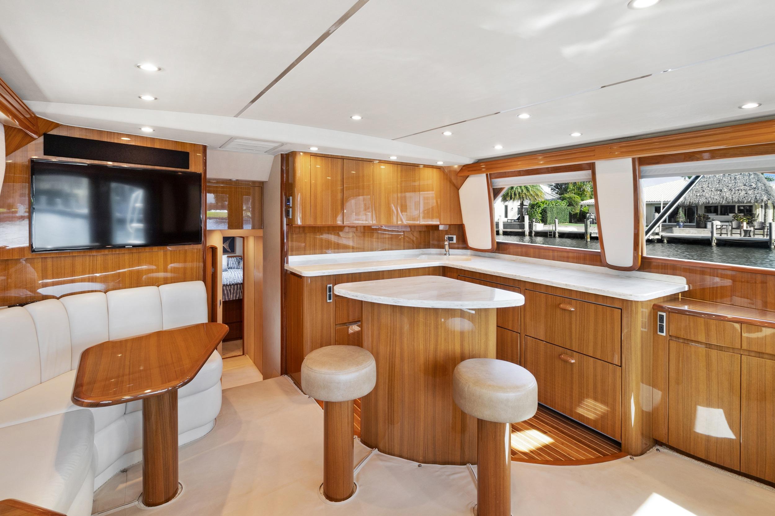 Galley port side with stools